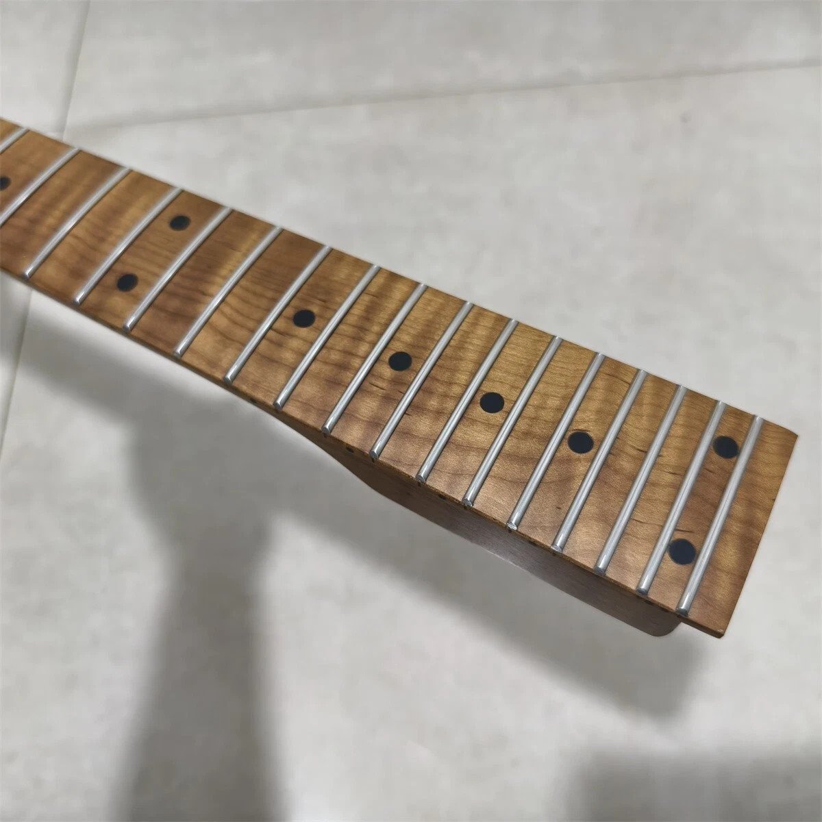 DIY 24 fret Roasted flame maple Electric Guitar Neck 25.5inch part