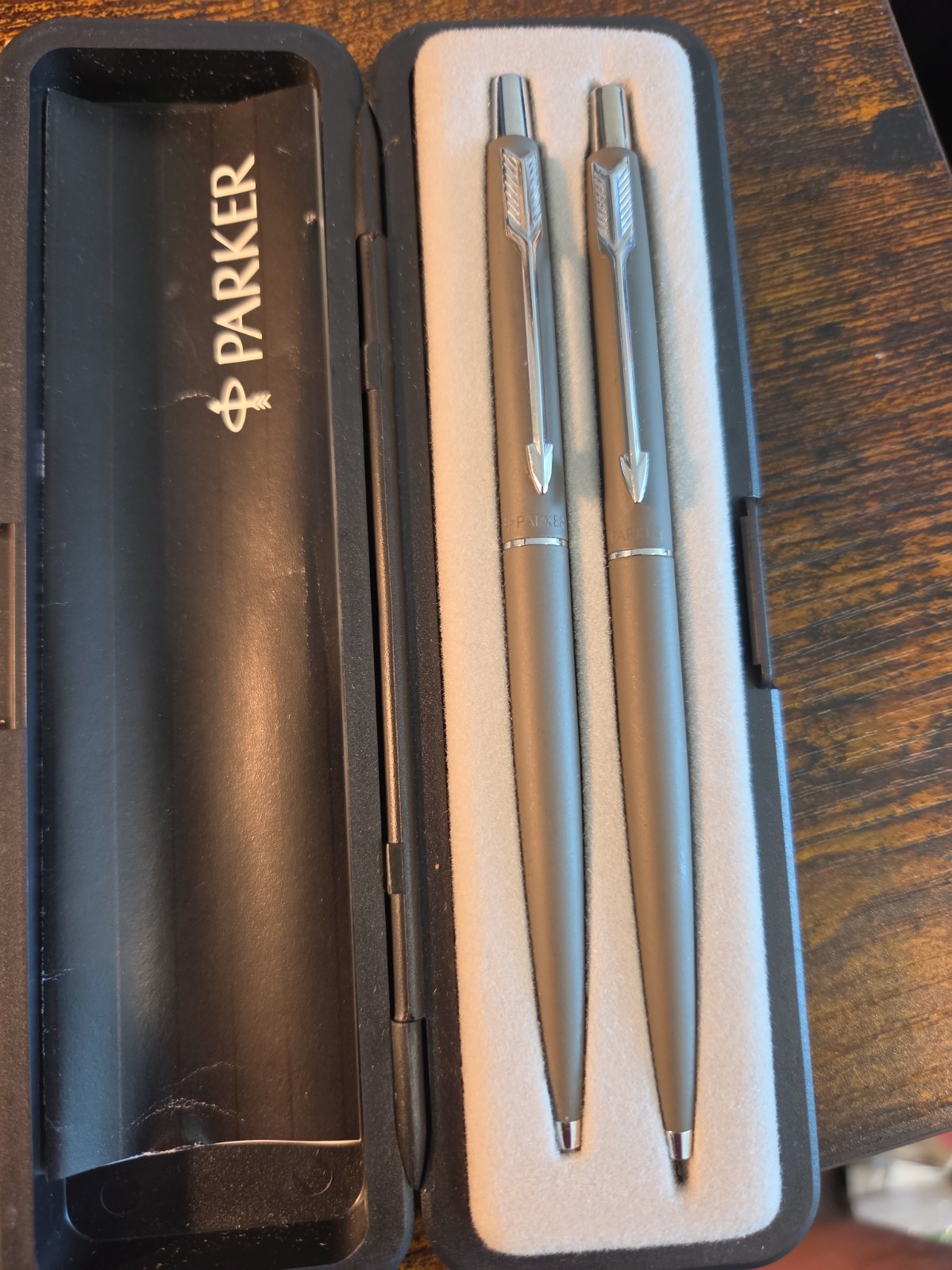 Vtg 1987 Parker Classic Pen Pencil Set Matte Gray Chrome USA NOS Boxed PL Code