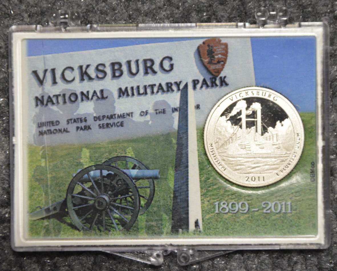 2011-S Clad Proof Vicksburg National Park Quarter 25C w/ 2x3 Snaplock Case