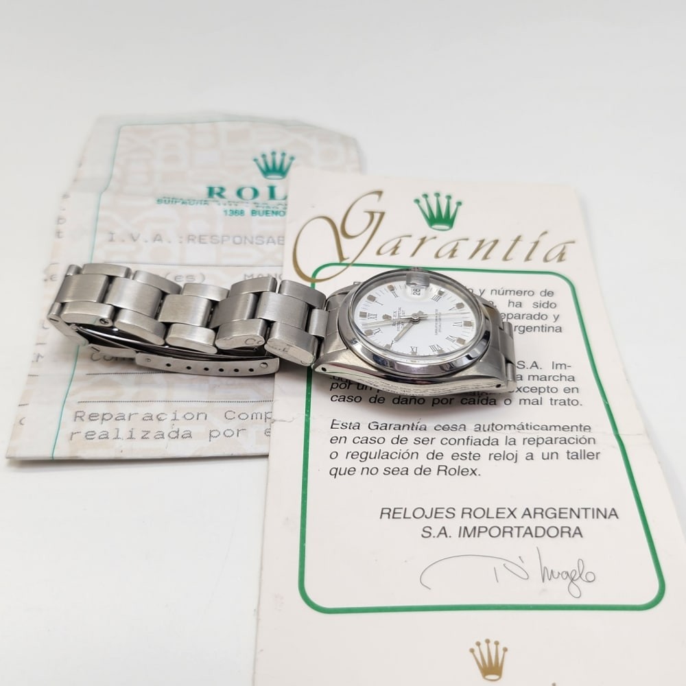 W/Service Papers Rolex Datejust 31 mm Oyster Steel White Roman Watch 6824 1978