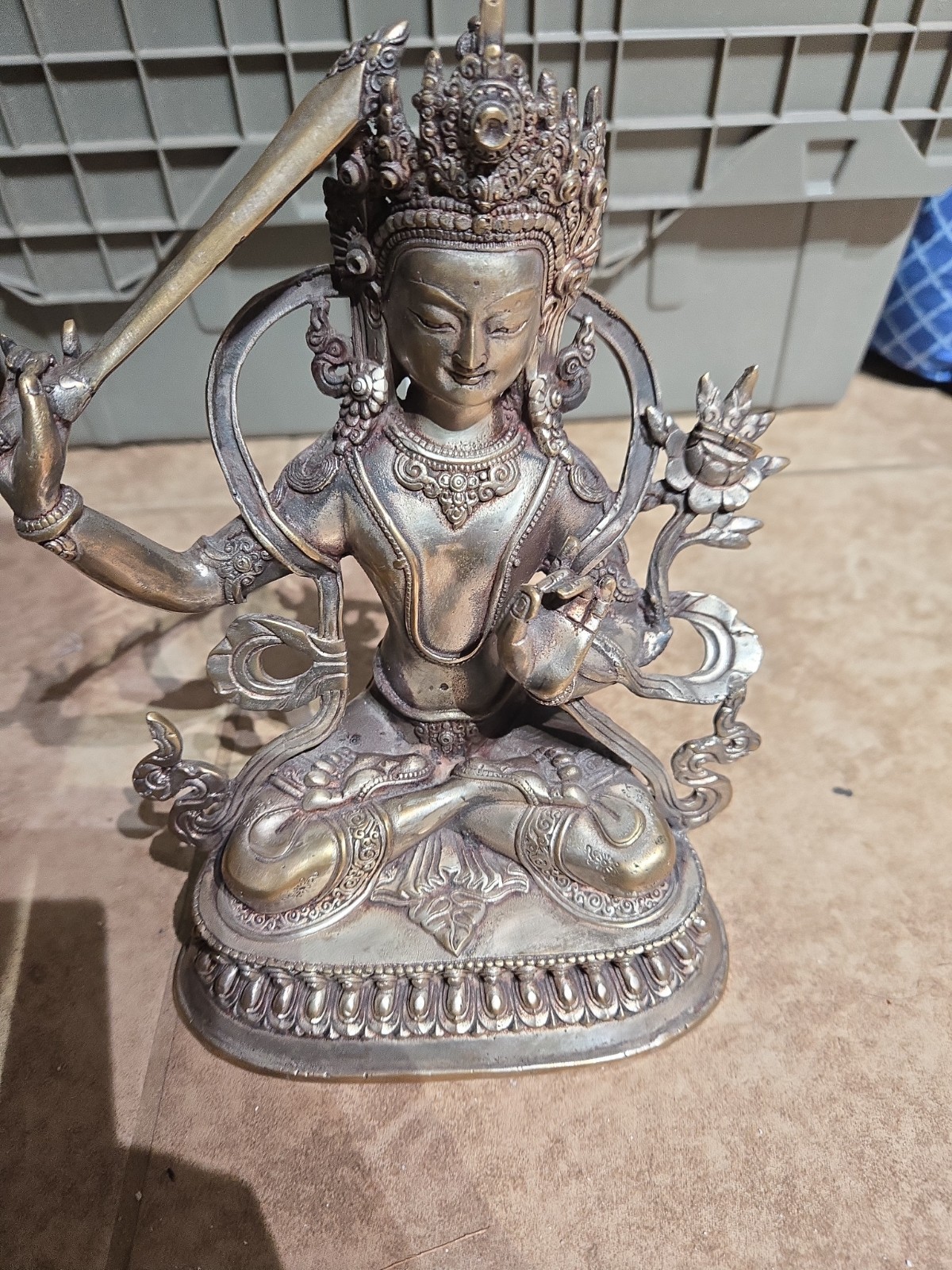 Silver ANTIQUE Buddhist STATUE OF MANJUSHRI Silver ANTIQUE Buddhist STATUE OF MANJUSHRI