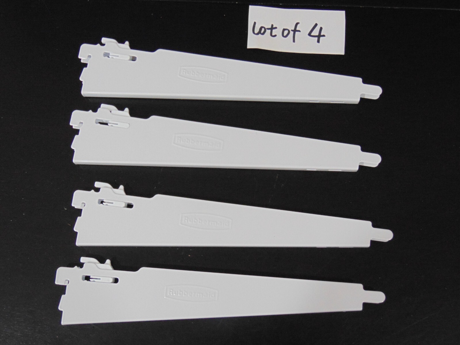 LOT OF 4 Rubbermaid 12.5” Shelf Bracket Double Slot Hang Configuration Closet LOT OF 4 Rubbermaid 12.5” Shelf Bracket Double Slot Hang Configuration Closet