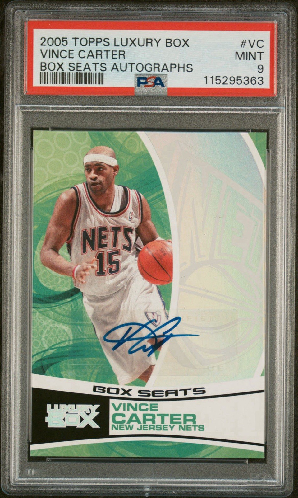 2005-06 Topps Luxury Box Vince Carter Box Seats Auto PSA 9 BSA-VC /224 2005-06 Topps Luxury Box Vince Carter Box Seats Auto PSA 9 BSA-VC /224