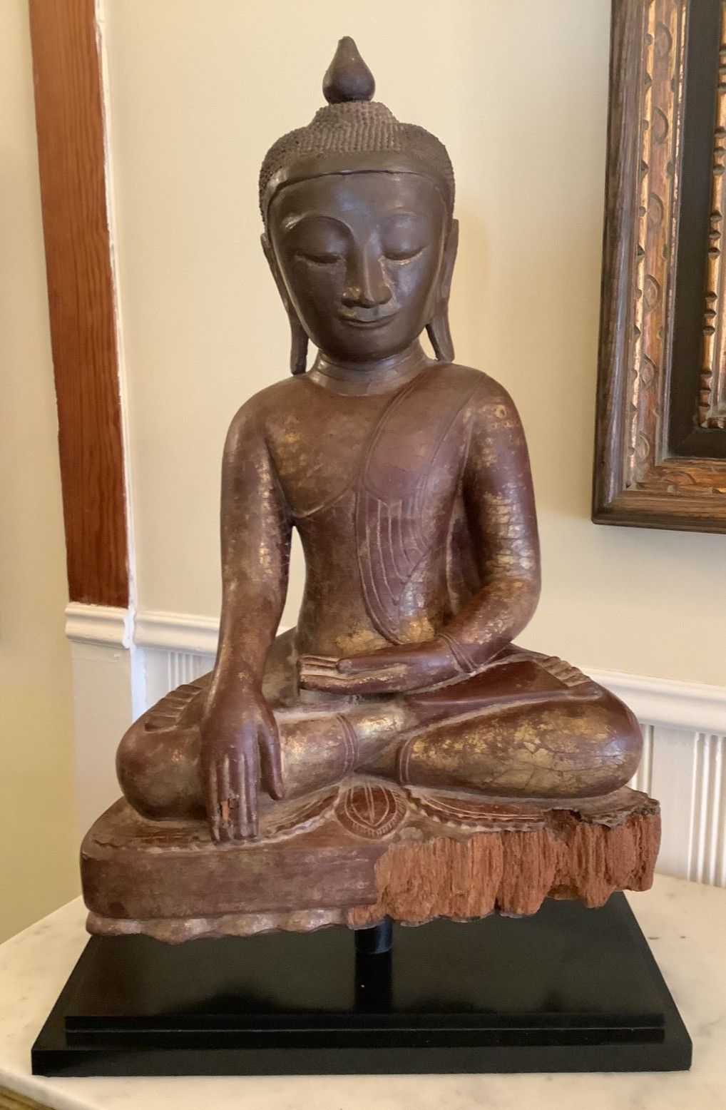 Antique 18th Century BUDDHA Carved Statue, Shan Burma, Large 24\ Antique 18th Century BUDDHA Carved Statue, Shan Burma, Large 24\