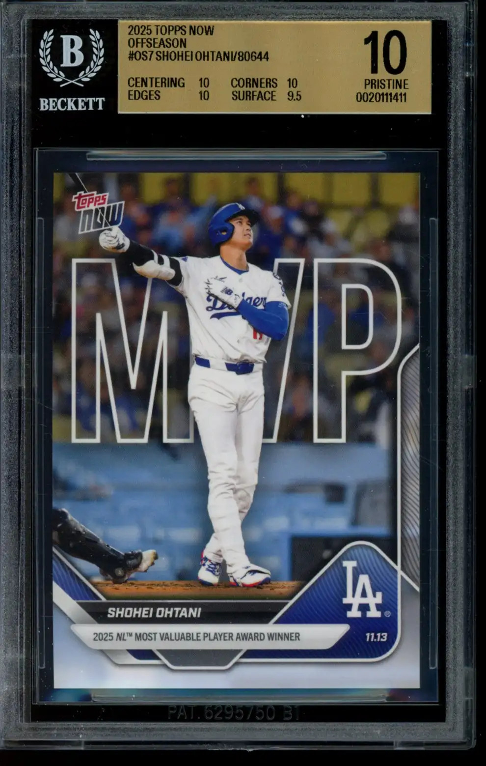 2025 Topps Now Offseason #OS-7 Shohei Ohtani BGS 10 Pristine 20011411 MVP 2025 Topps Now Offseason #OS-7 Shohei Ohtani BGS 10 Pristine 20011411 MVP