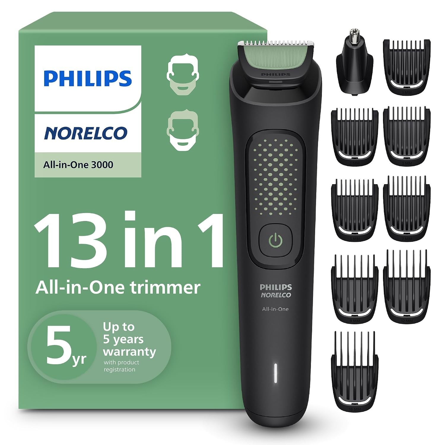 Philips Norelco All-in-One 3000 13-in-1 Trimmer, Face & Hair, Comfort Tips Philips Norelco All-in-One 3000 13-in-1 Trimmer, Face & Hair, Comfort Tips
