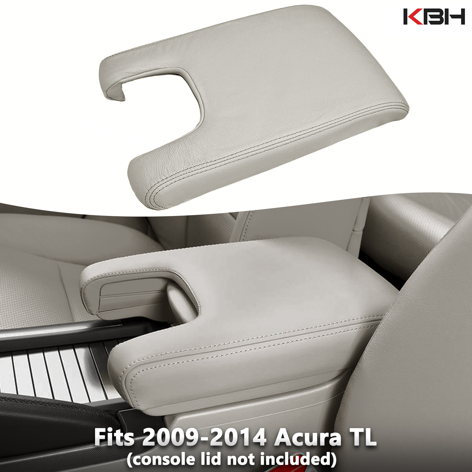 Fits 2009-2014 Acura TL Vinyl Leather Console Lid Armrest Cover Taupe Gray Fits 2009-2014 Acura TL Vinyl Leather Console Lid Armrest Cover Taupe Gray