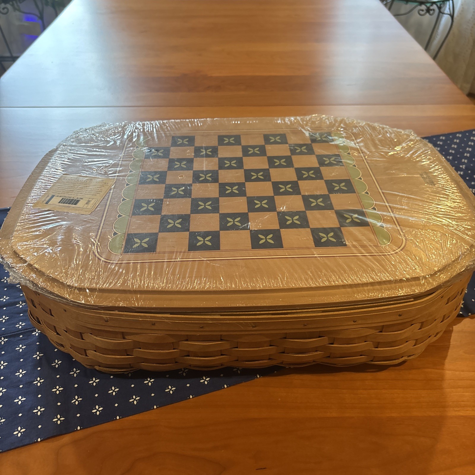 Longaberger 2005 All-In-One Game Basket+NEW Sealed Lid & Game Accessory Set NIB