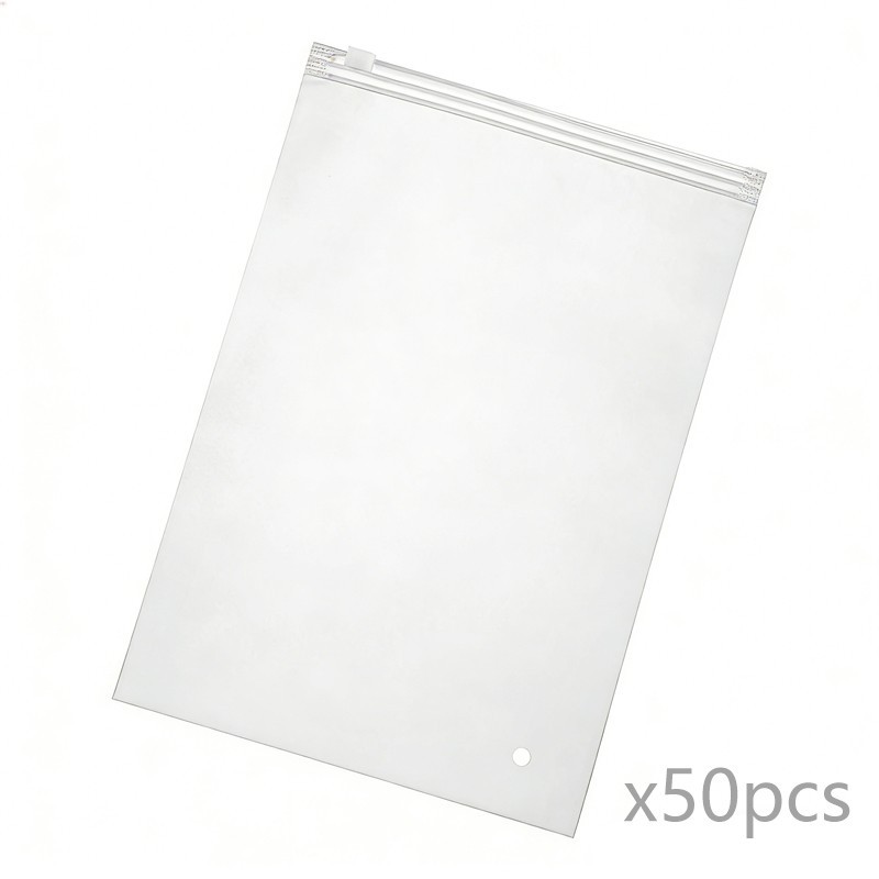 50 garment packaging bags, 10x14in frosted zipper bags with ventilation holes. 50 garment packaging bags, 10x14in frosted zipper bags with ventilation holes.