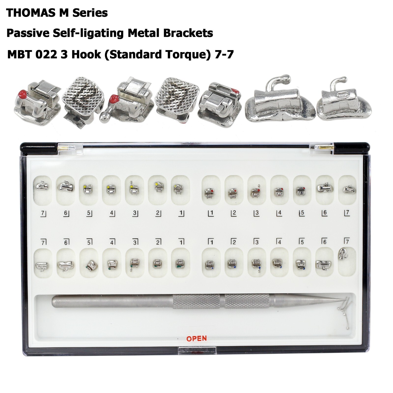 Dental Self Ligating Brackets Braces Orthodontic Metal Ceramic MBT 022 345 Hook