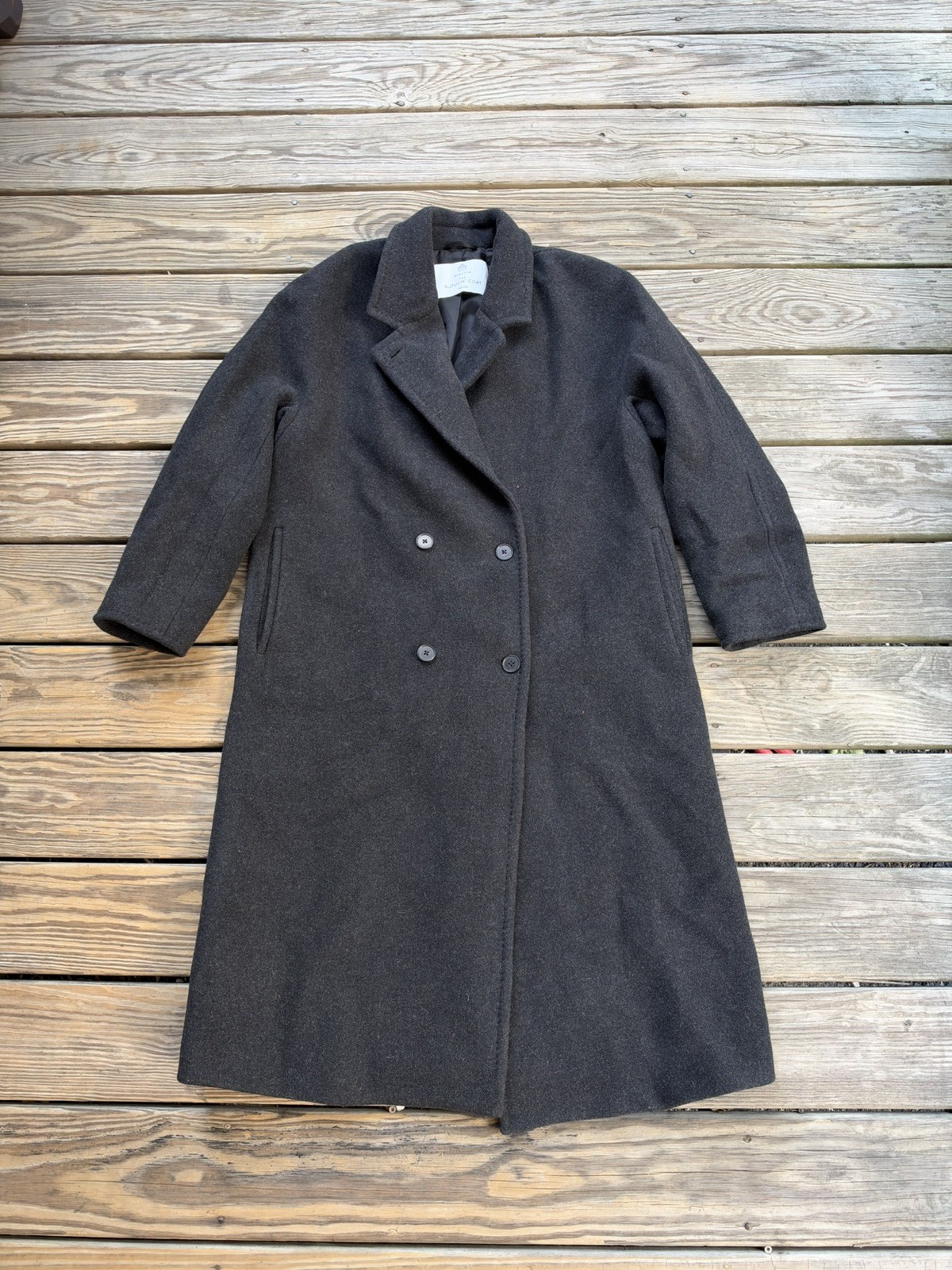 Aritzia Babaton The Slouch Coat Sz Large Black Virgin Wool Cashmere Blend Aritzia Babaton The Slouch Coat Sz Large Black Virgin Wool Cashmere Blend