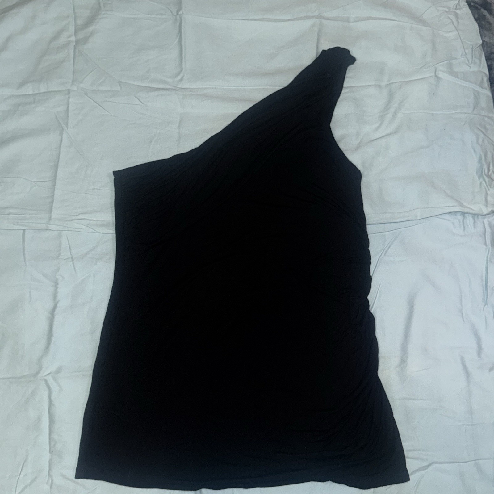 GAP Black One Shoulder Ruched Top Asymmetrical Y2K Size M