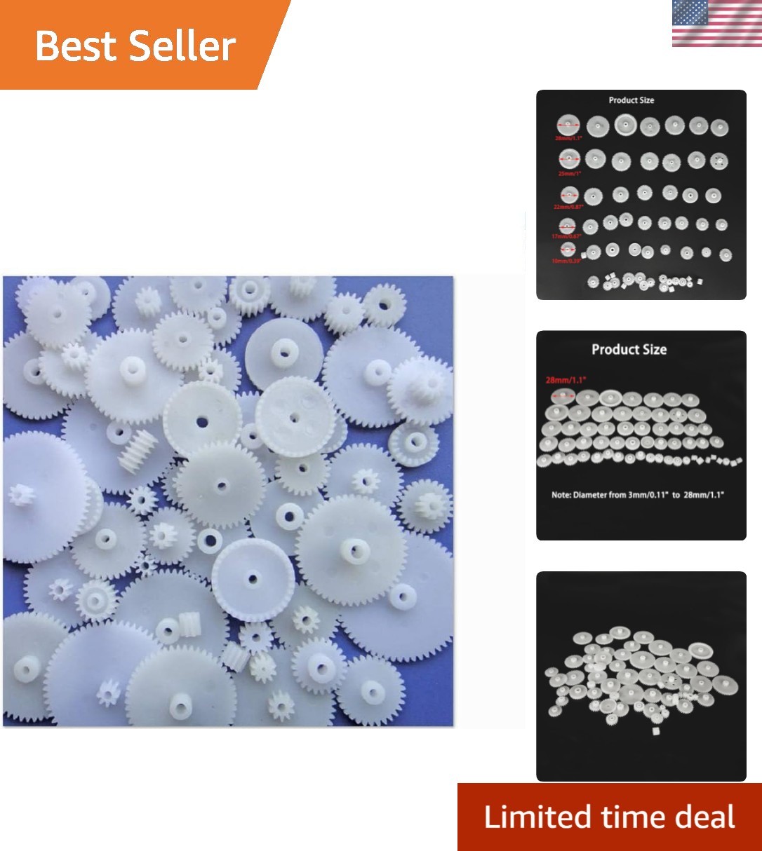 58PCS Small Gear Set: Module 0.5 for DIY Models & Robotics - Plastic Gears