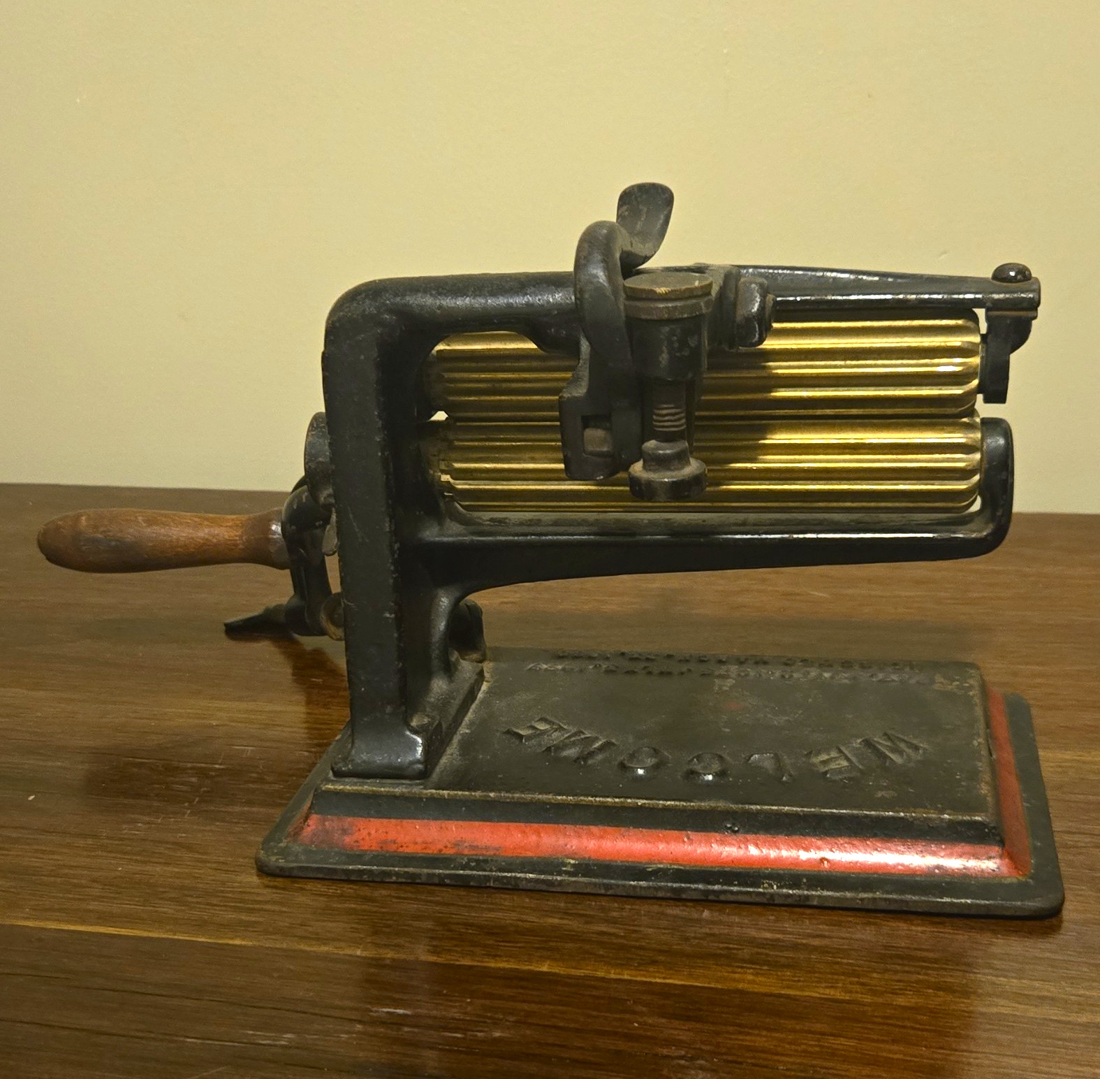 Antique Welcome Fabric Fluting Machine Crimper Pleater Brass Rollers c. 1870s