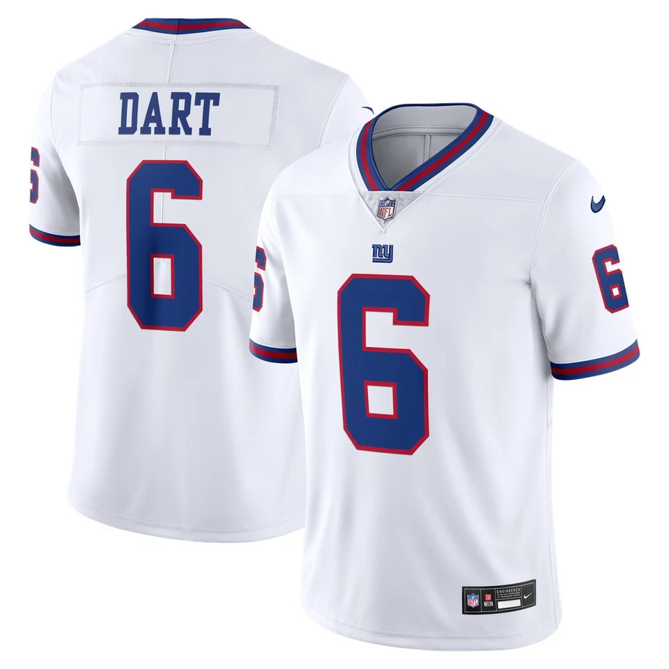 NEW Men\'s Giants #6 Jaxson Dart White Alternate Game 3D PRINT Jersey