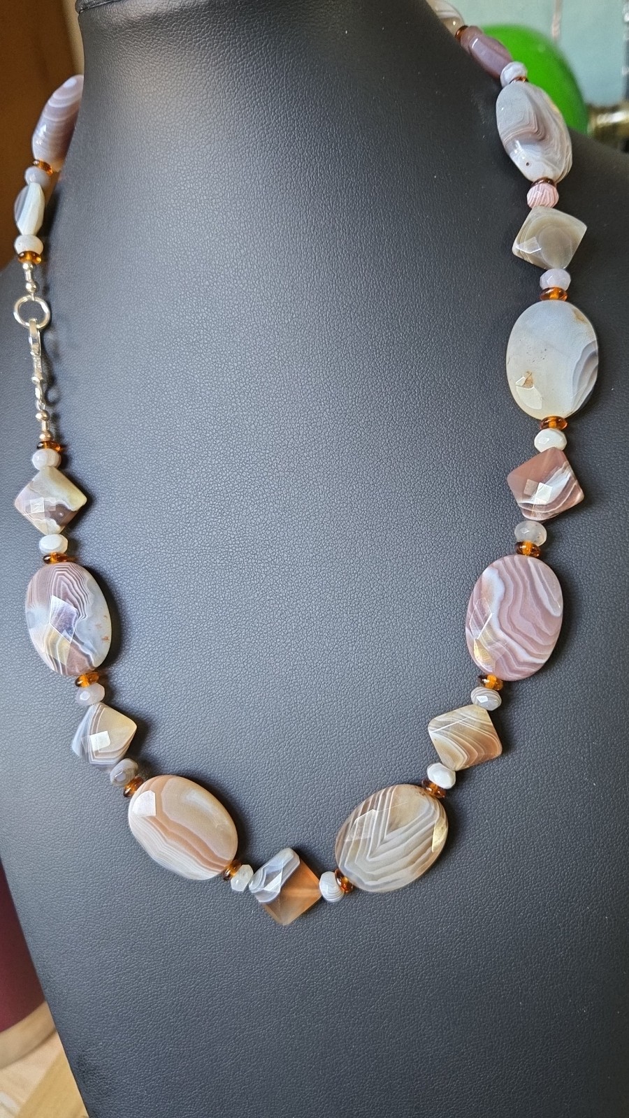 Genuine Natural Botswana Agate Necklace Handmade Unique Beautiful Stone Necklace Genuine Natural Botswana Agate Necklace Handmade Unique Beautiful Stone Necklace