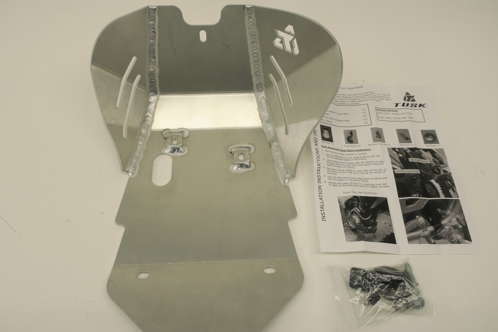 Tusk Aluminum Skid Plate Silver. HONDA CRF150F/230F
