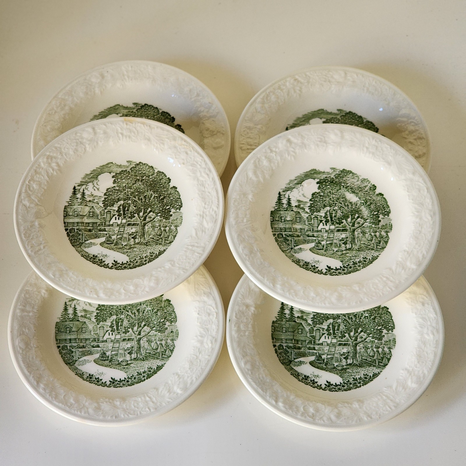 6 Vtg Pastoral Homer Laughlin Taylor Smith Bread Plates 6\ 6 Vtg Pastoral Homer Laughlin Taylor Smith Bread Plates 6\