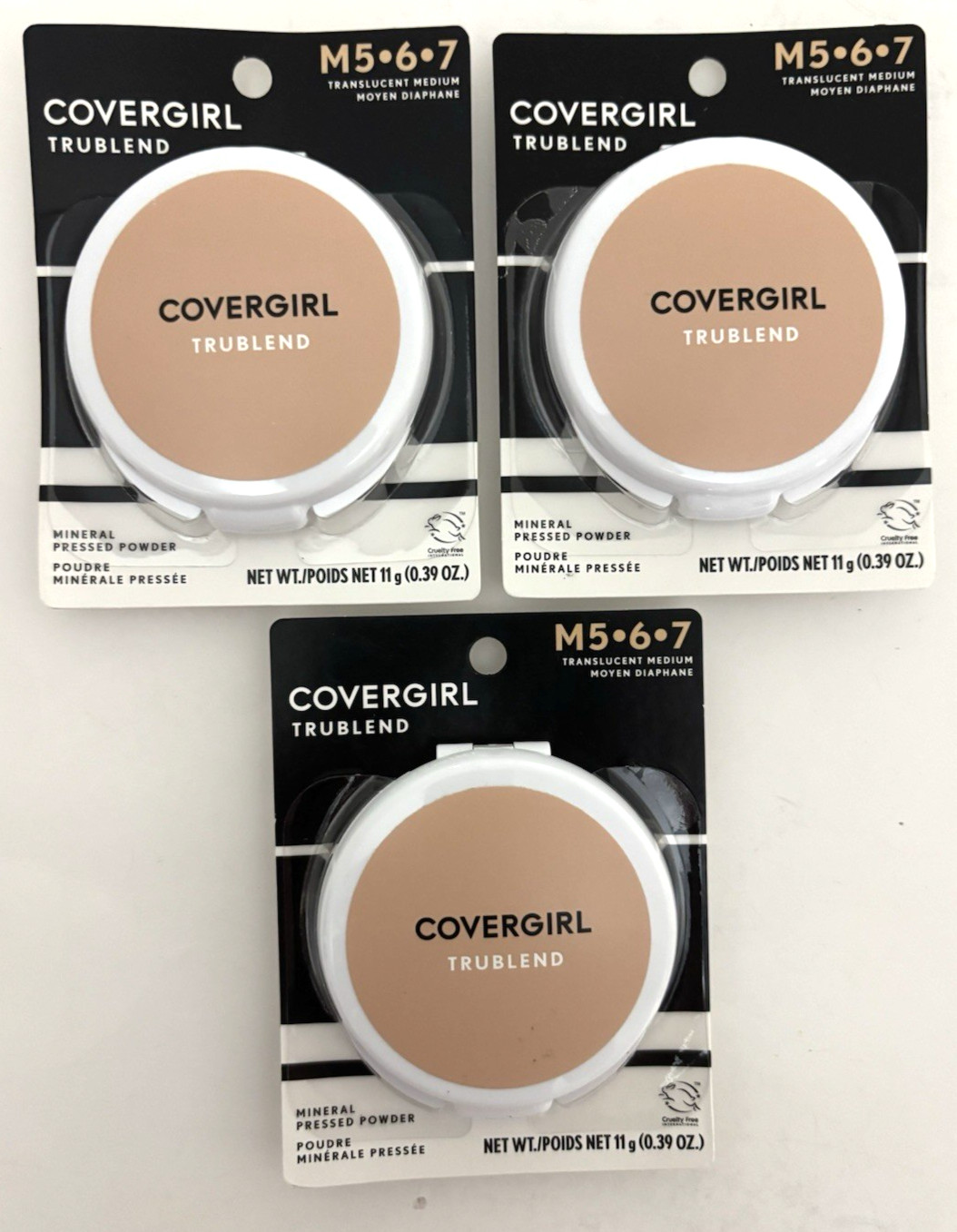 3 Covergirl Trublend Mineral Pressed Powder M5.6.7 Translucent Medium Lot of 3