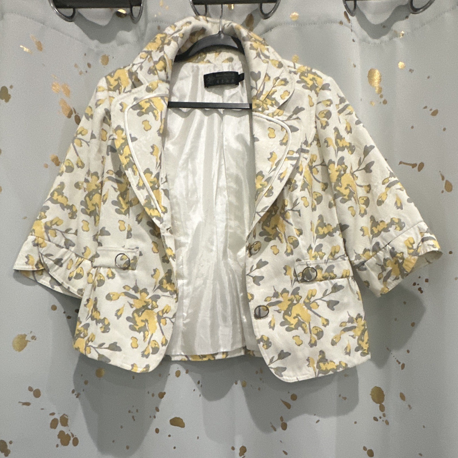 sheng fan D.s Women’s XL Floral Cotton Cropped Jacket Button Front 3/4 Sleeve sheng fan D.s Women’s XL Floral Cotton Cropped Jacket Button Front 3/4 Sleeve