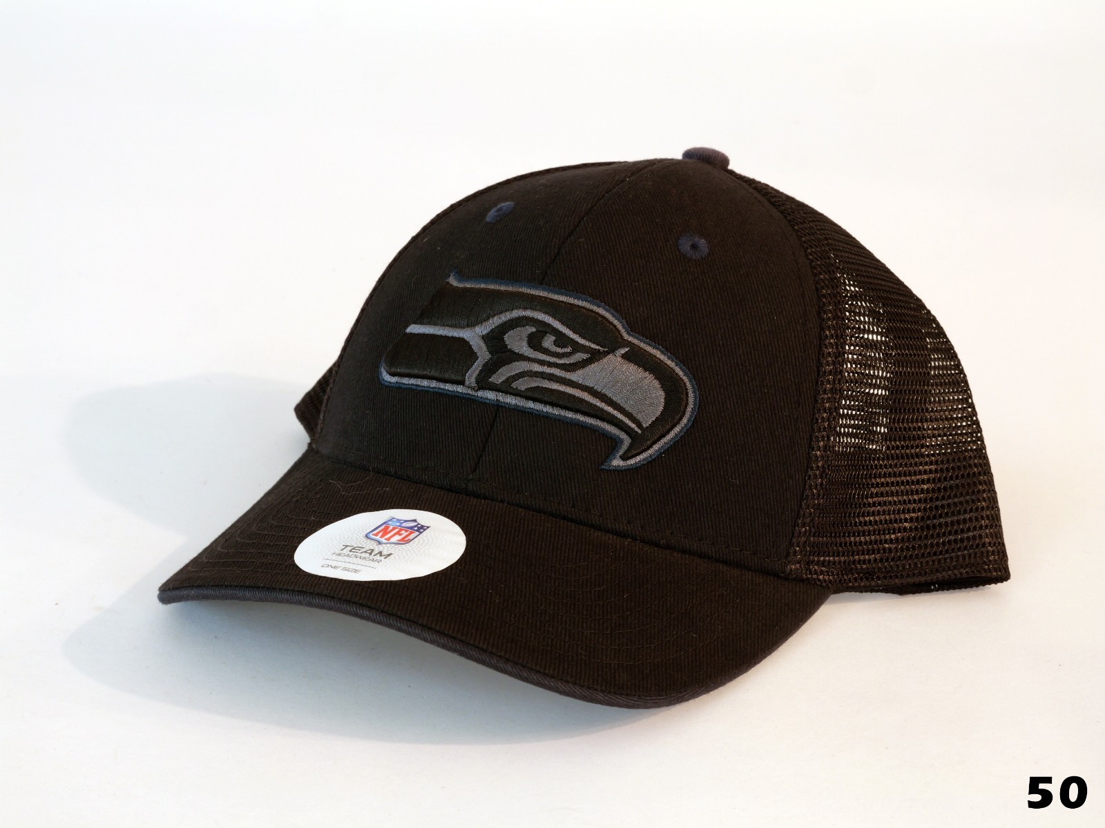 Men\'s Seattle Seahawks NFL Fanatics Pro Line Black Tonal Trucker Adjustable Hat Men\'s Seattle Seahawks NFL Fanatics Pro Line Black Tonal Trucker Adjustable Hat