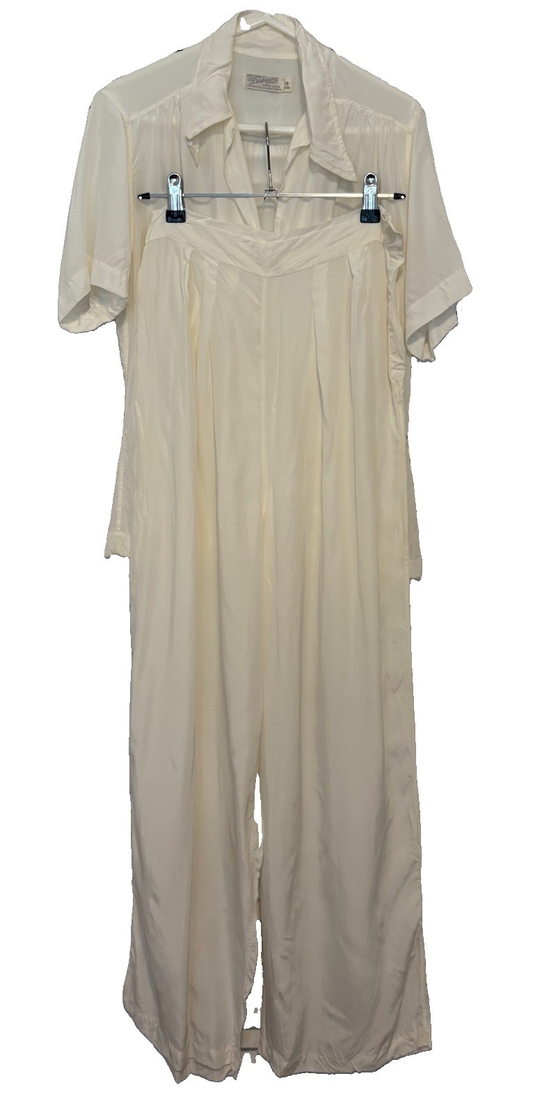 1930s/40s Barbizon ivory rayon crepe pyjama set