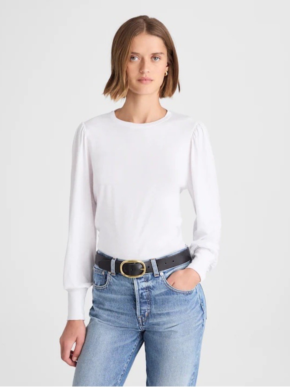 NWOT Madewell White Puff Sleeve Long Sleeve Tee Women’s M 100% Cotton NWOT Madewell White Puff Sleeve Long Sleeve Tee Women’s M 100% Cotton