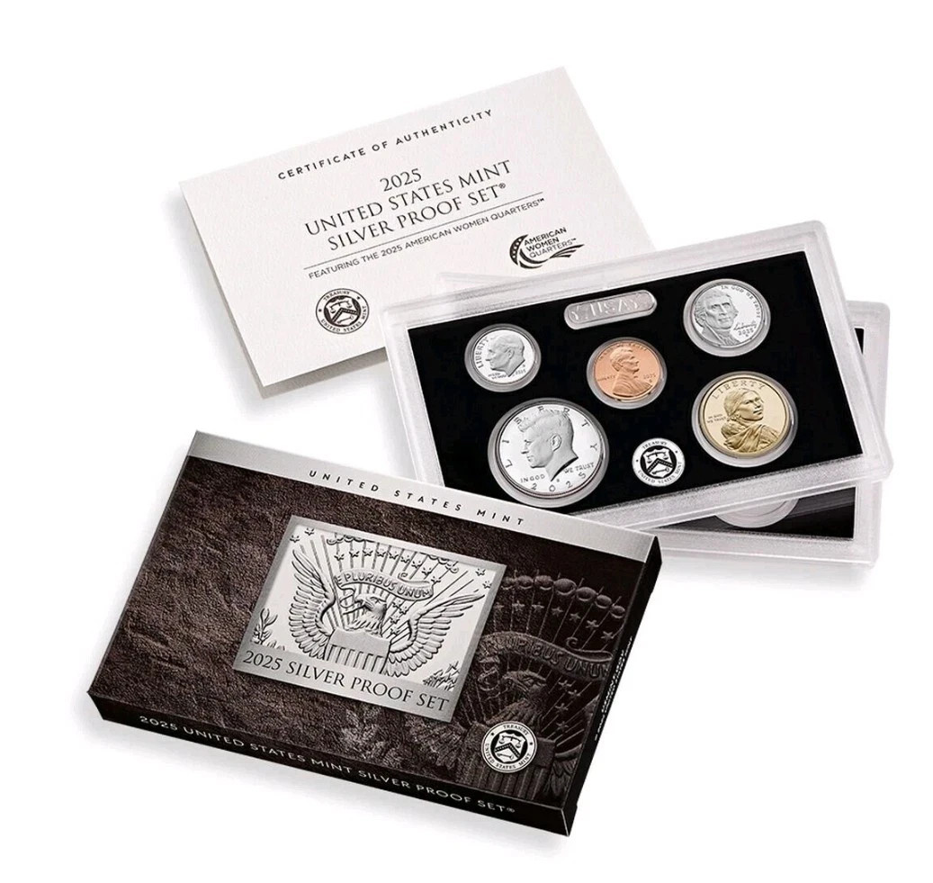 IN HAND 2025 S US Mint Silver Proof Set 10 Coin w/ Box , COA & PENNY 25RH Coins