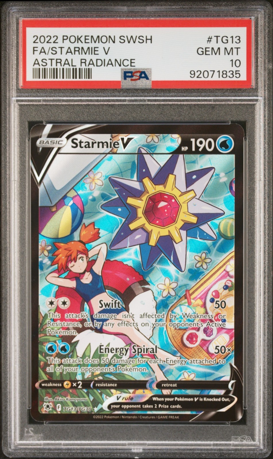 2022 POKEMON SWORD & SHIELD ASTRAL RADIANCE #TG13 FULL ART/STARMIE V PSA 10
