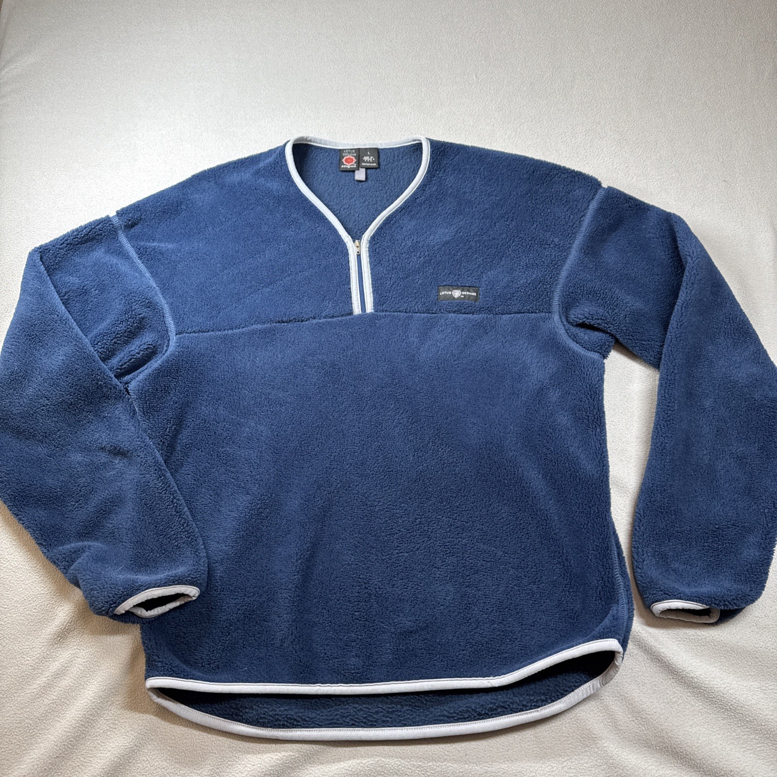 Patagonia Vintage Lotus Designs Fleece Pullover In Pacific Blue Size Large USA