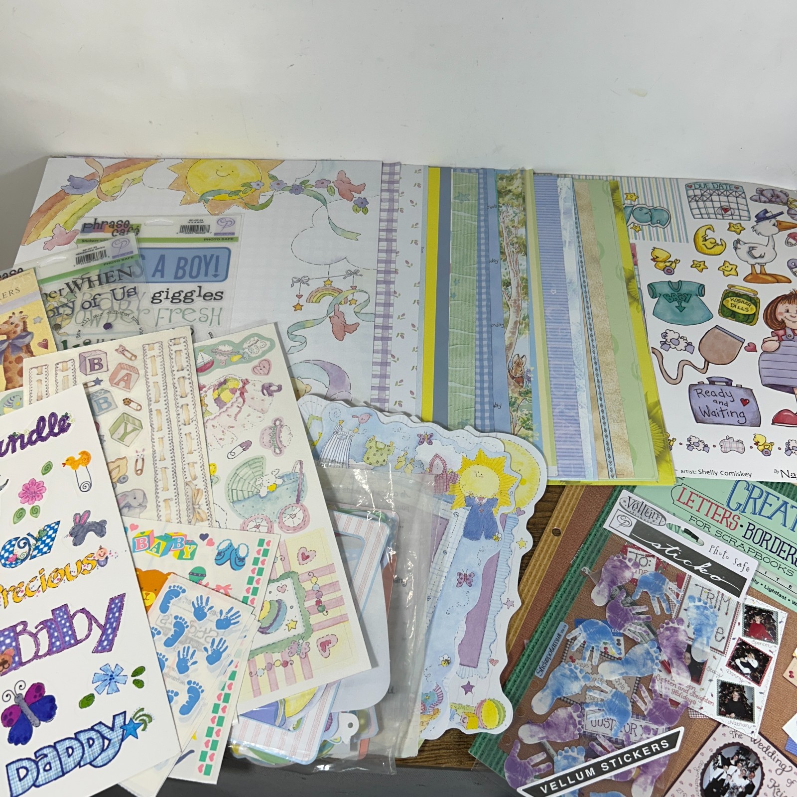 Vintage Kid Toy Baby Pet Sticker Sheet + Paper Scrapbook Album Book HUGE Lot