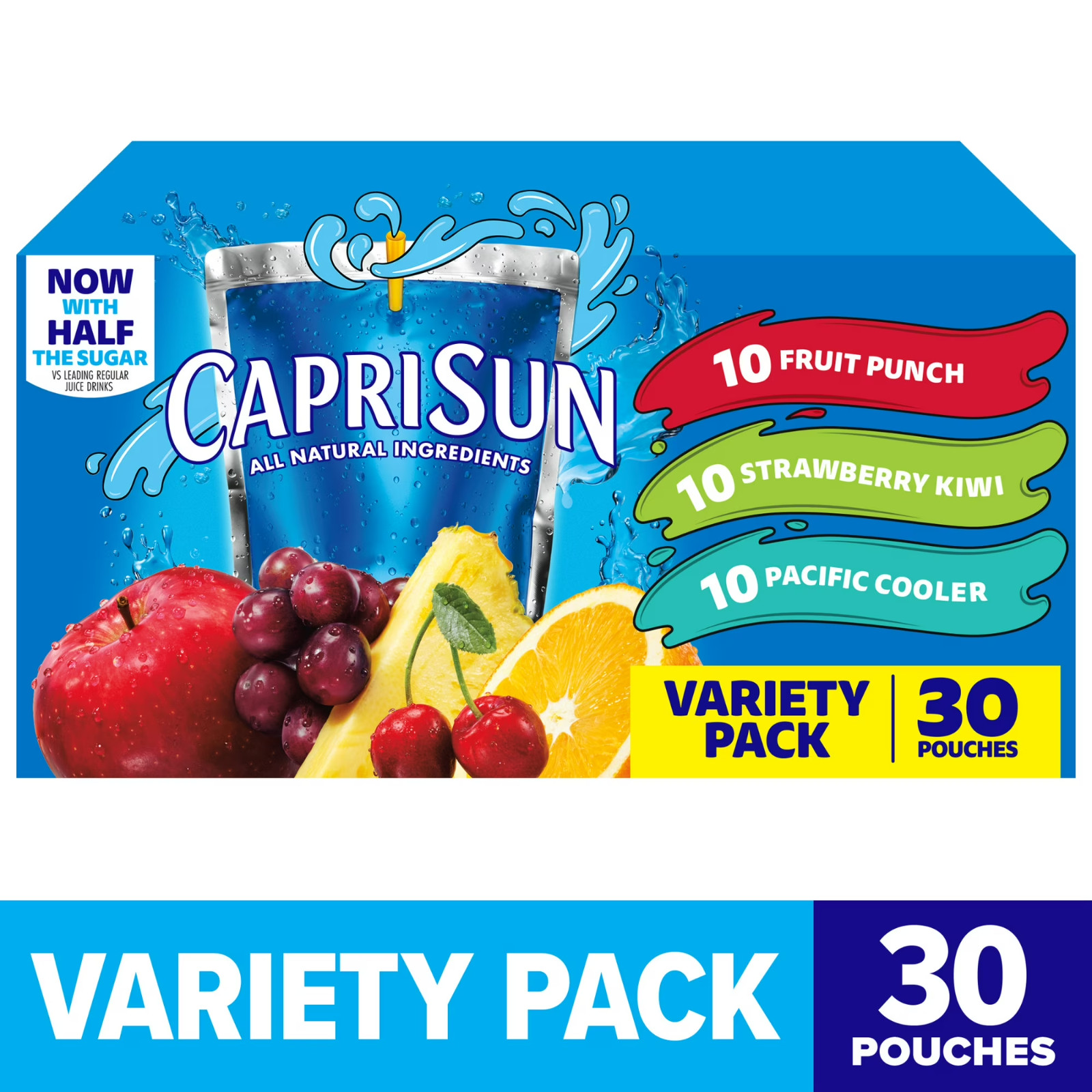 Capri Sun Fruit Punch, Strawberry Kiwi & Pacific Cooler Juice 30 ct Box, 6 fl oz Capri Sun Fruit Punch, Strawberry Kiwi & Pacific Cooler Juice 30 ct Box, 6 fl oz