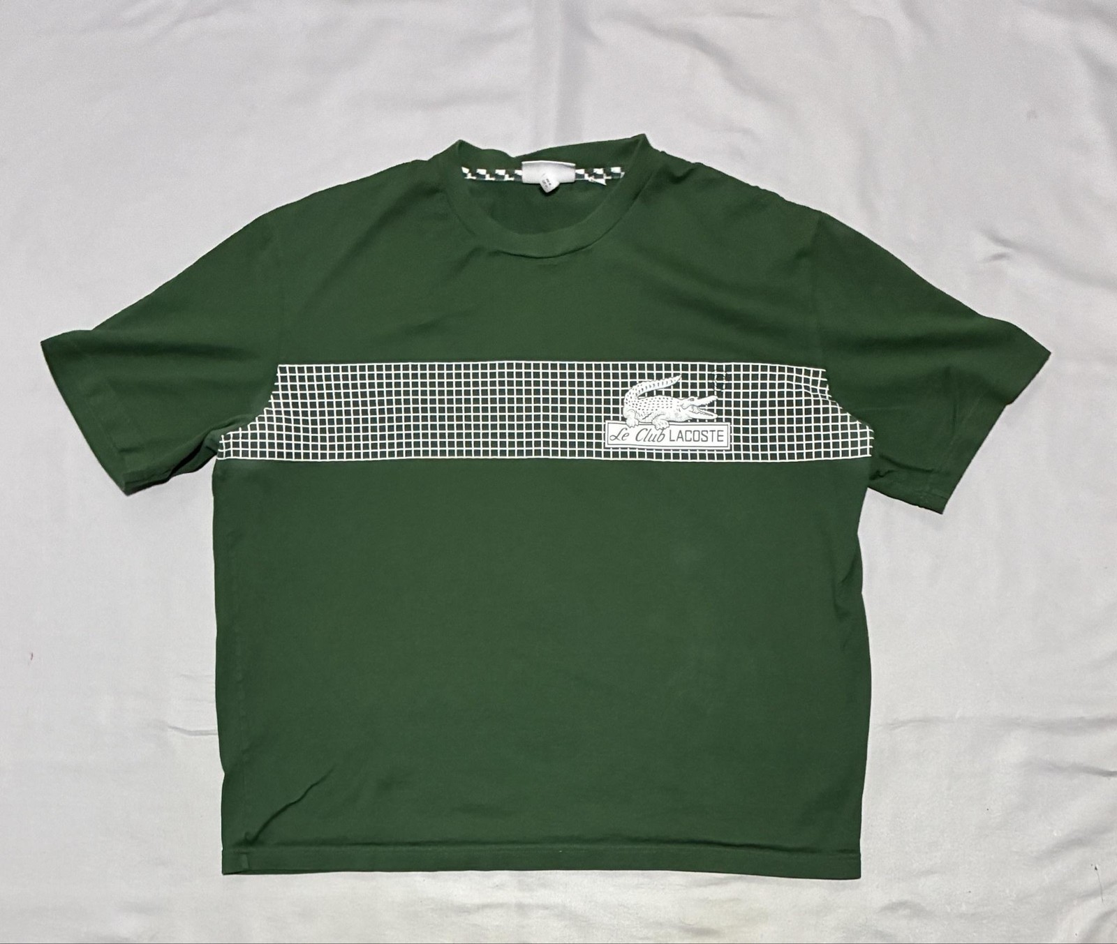 Lacoste Shirt Mens XL Green Le Club Tennis Graphic Tee Loose Fit Cotton TH5590