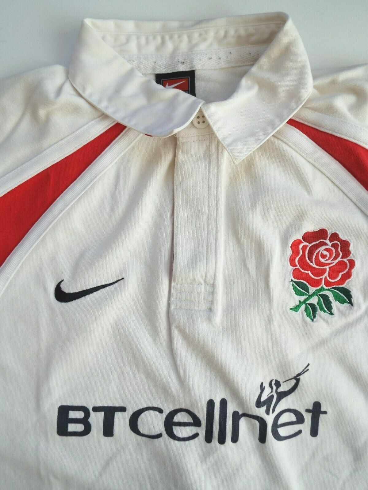 Vintage England men's rugby union shirt 99-01 home Nike large white LSHTA044