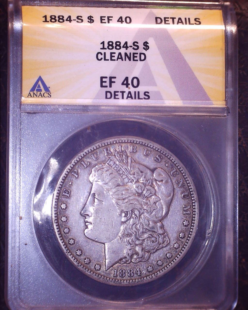 1884-S Morgan Silver Dollar, EF 40 ANACS cleaned, Tough Date, 1884-S Morgan Silver Dollar, EF 40 ANACS cleaned, Tough Date,