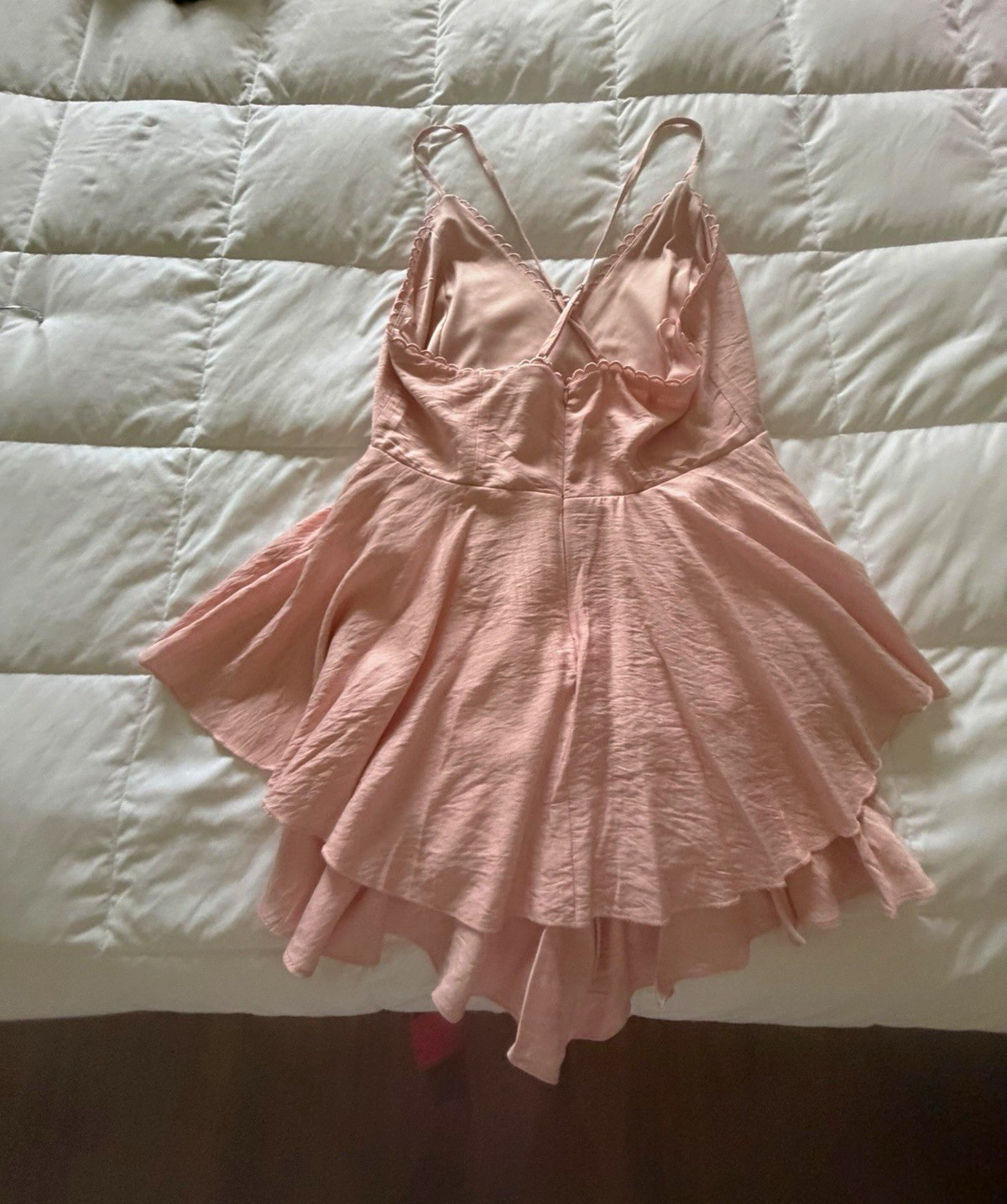 Mi Ami for Francesca’s Women’s M Pink Lace Fit & Flare Mini Dress V-Neck