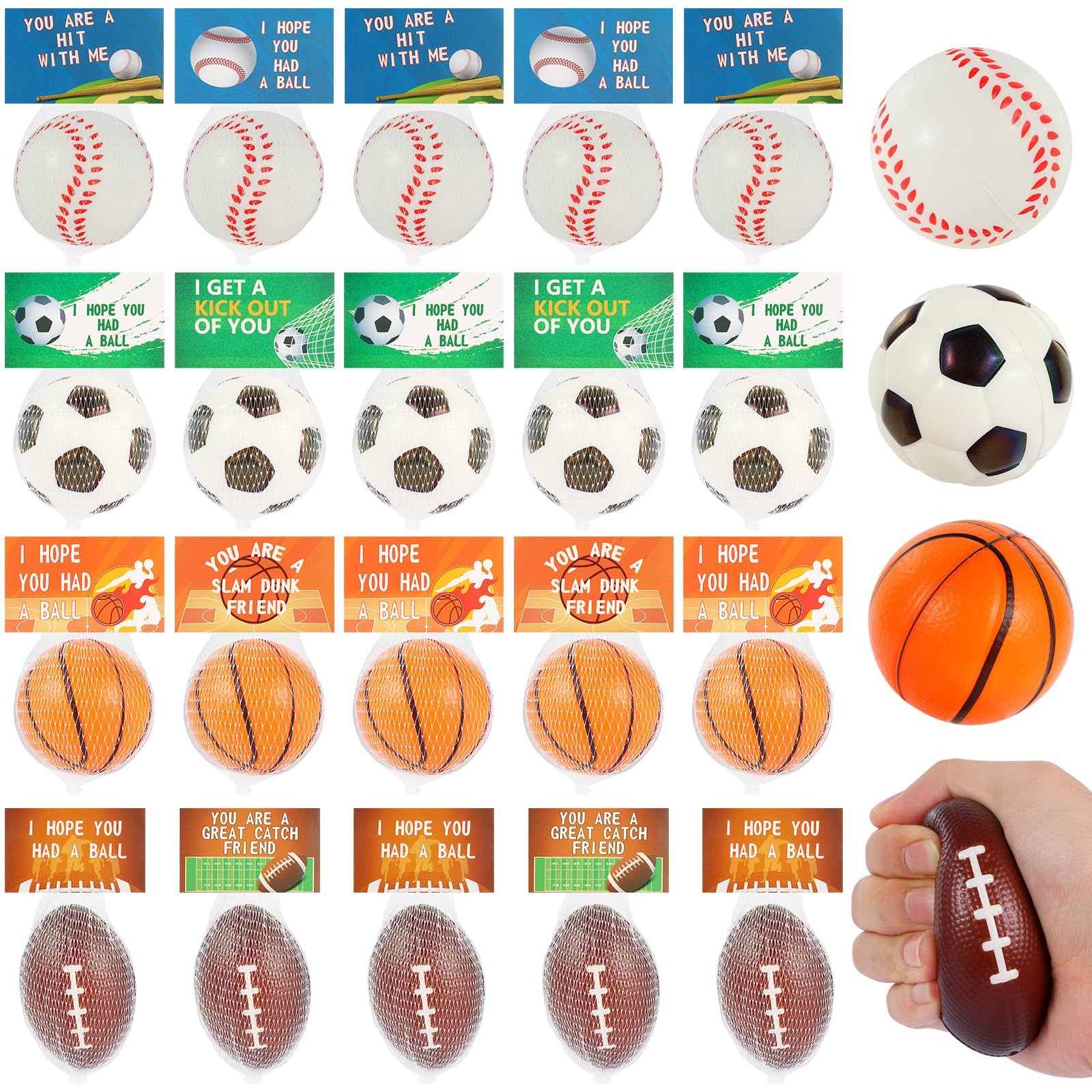 LiYiQ 24Pcs 2.36 Inch Sports Stress Balls inches, Red, White, Black LiYiQ 24Pcs 2.36 Inch Sports Stress Balls inches, Red, White, Black