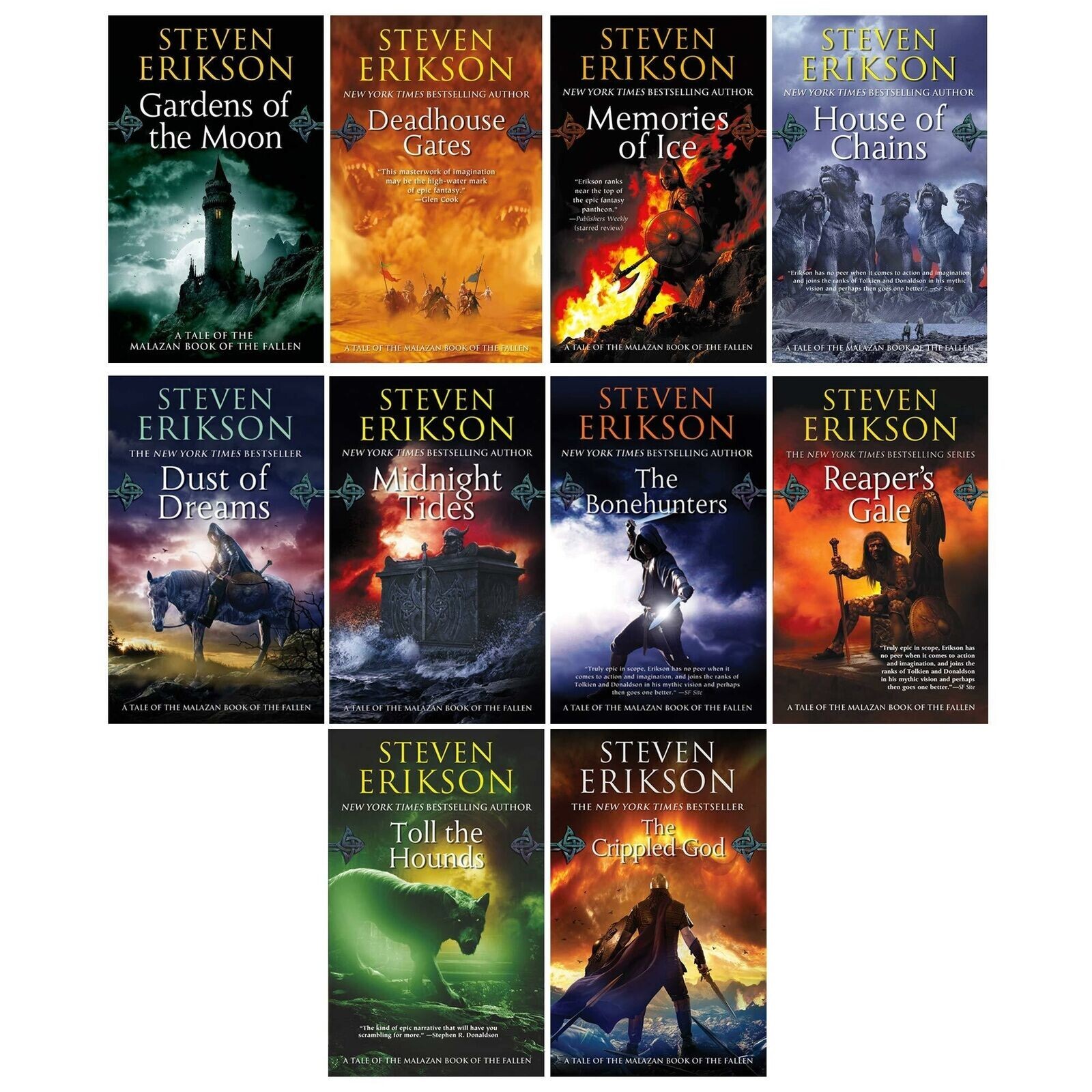 Complete Set Series Lot of 10 Malazan Book of the Fallen by Steven Erikson