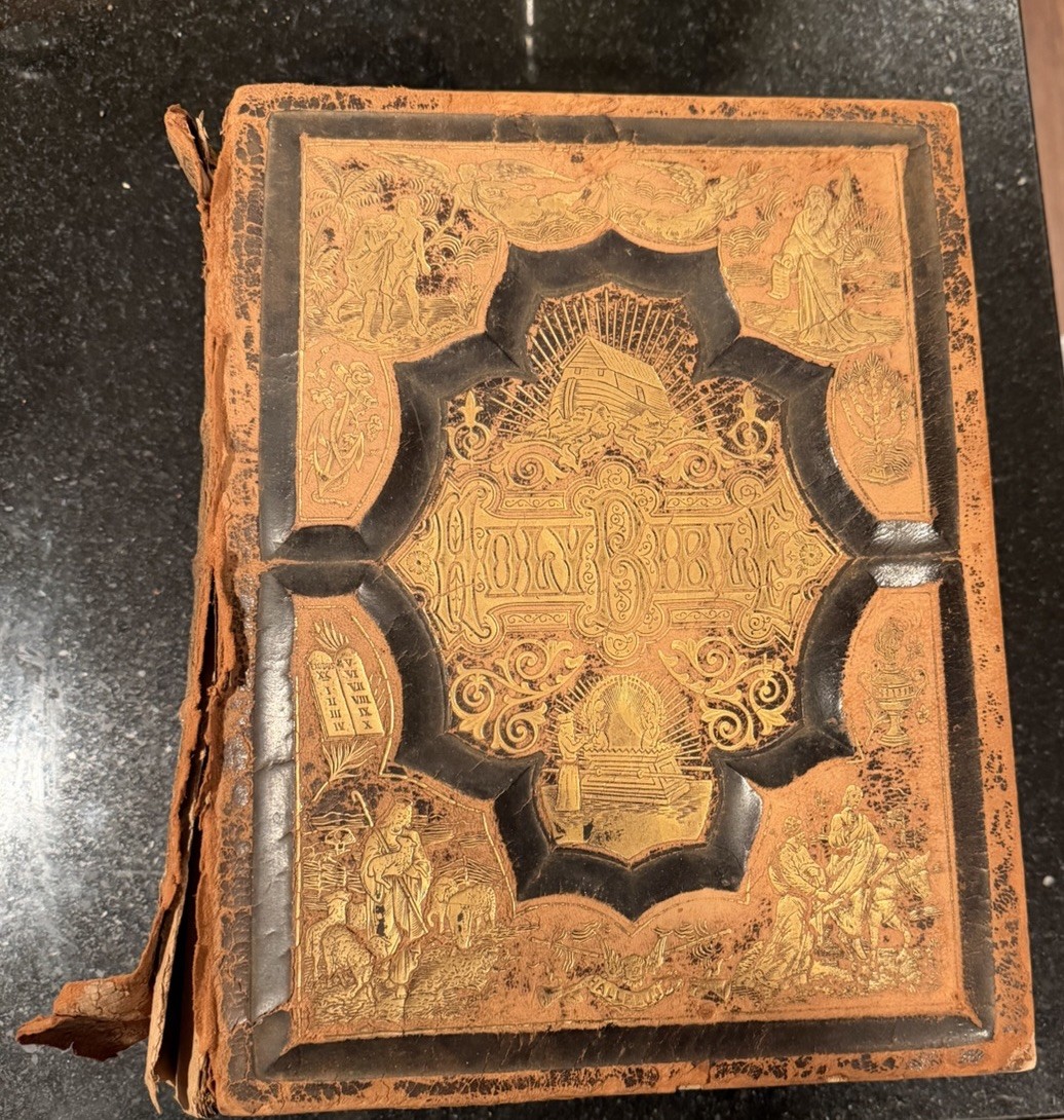Antique A.J. Holman Pronouncing Parallel Family Bible 1890s