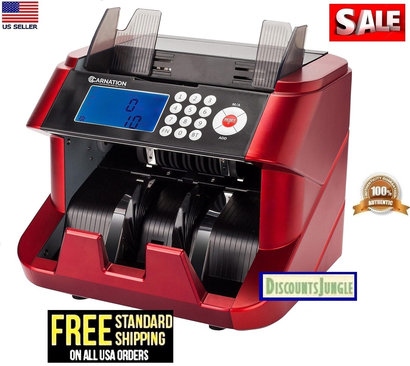 CARNATION Bank money counter machine USED & Counterfeit Bill Detector UV and MG