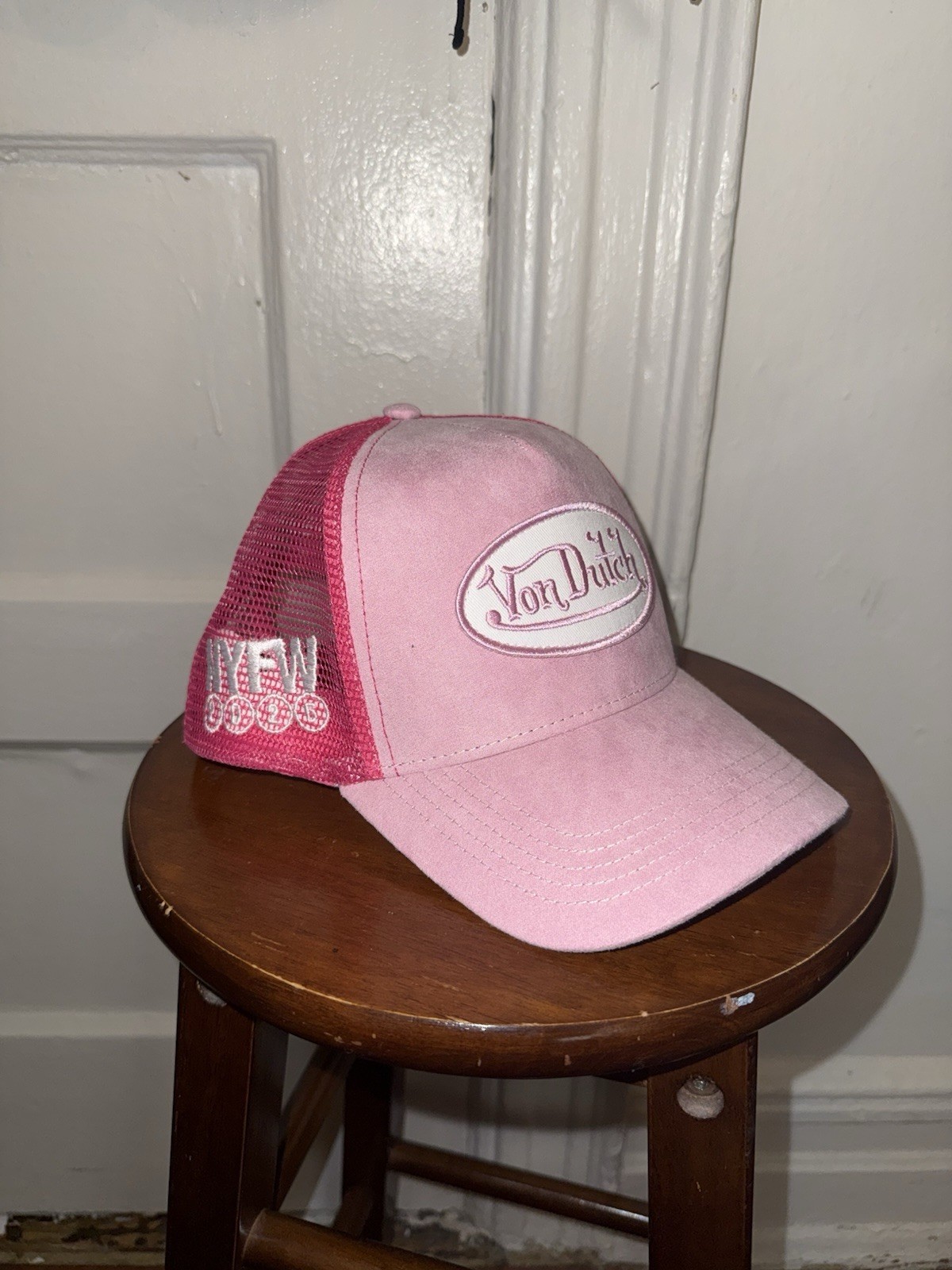 ‘New York Fashion Week Exclusive’ Triple Pink Von Dutch Trucker Hat. ‘New York Fashion Week Exclusive’ Triple Pink Von Dutch Trucker Hat.