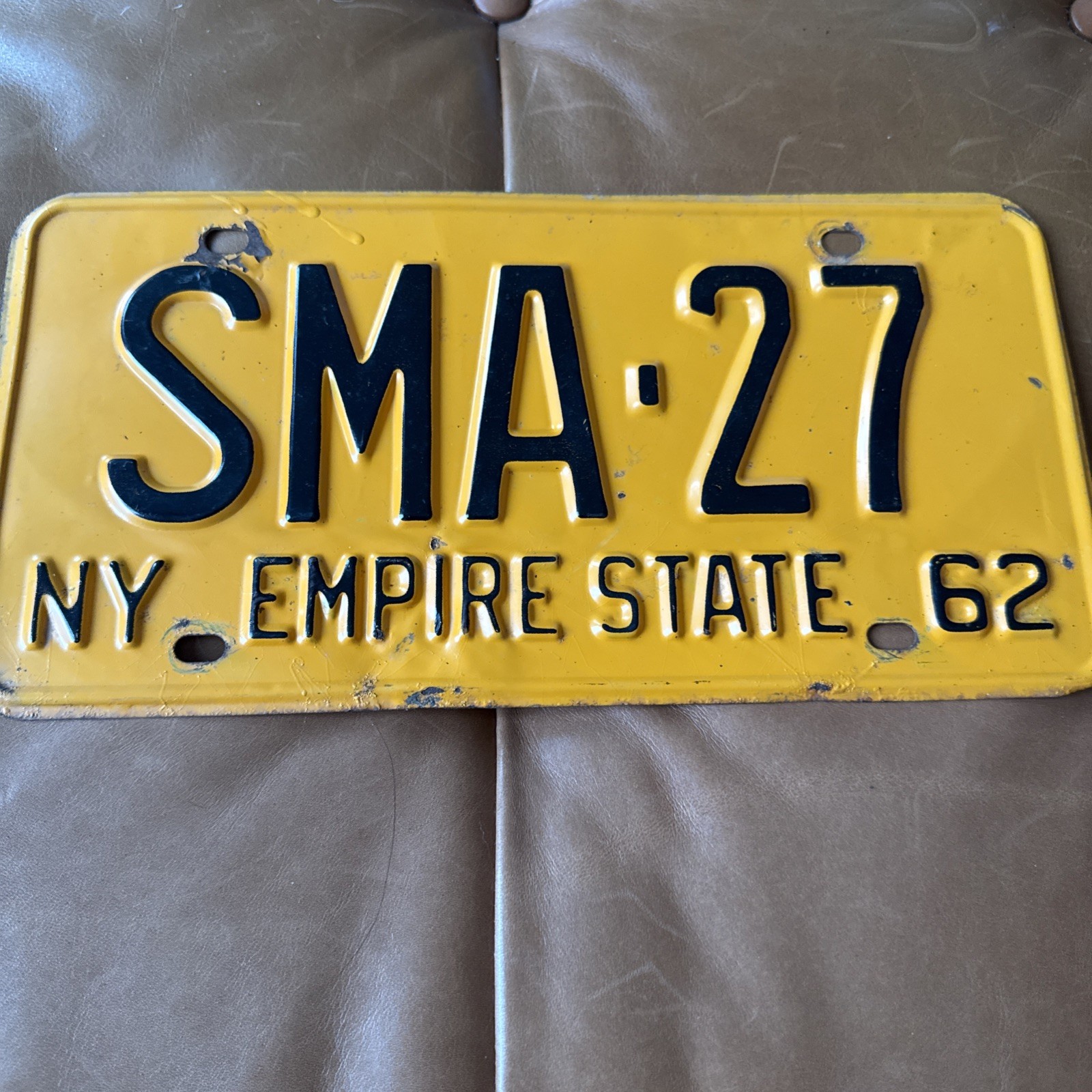Vintage 1962 New York Justice of The Peace License Plate State Magistrate # 27