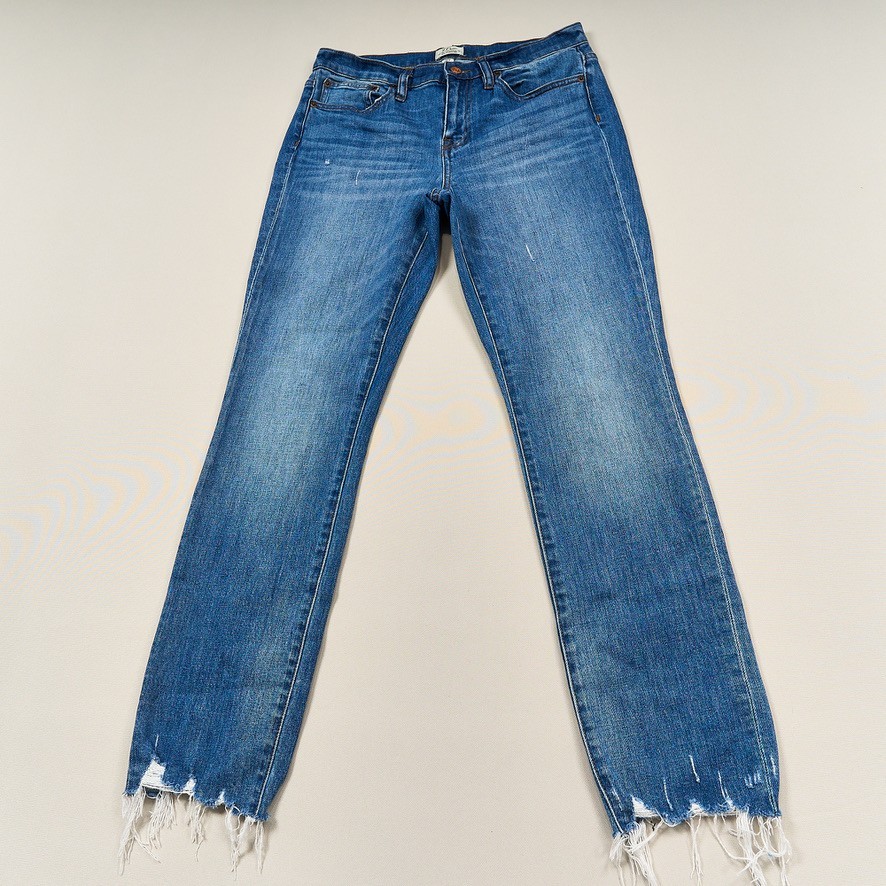 J. Crew Slim Boyfriend Jeans Women\'s 26 Tall Broken-In Stretch Raw Hem 30\