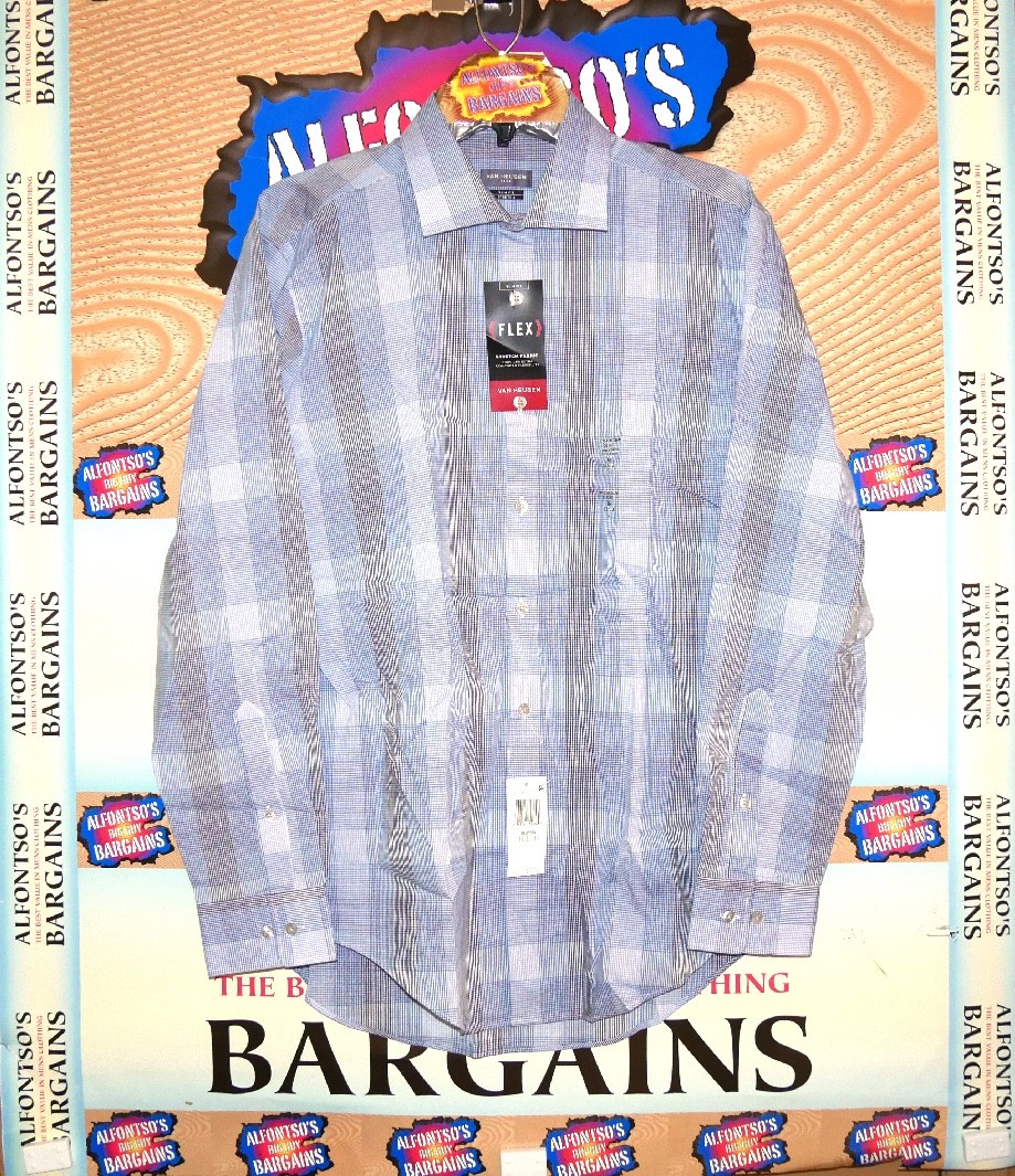 Van Heusen Flex Slim Stretch Long Sleeve Shirts Deep Sea Blue Grid $15.99 Van Heusen Flex Slim Stretch Long Sleeve Shirts Deep Sea Blue Grid $15.99