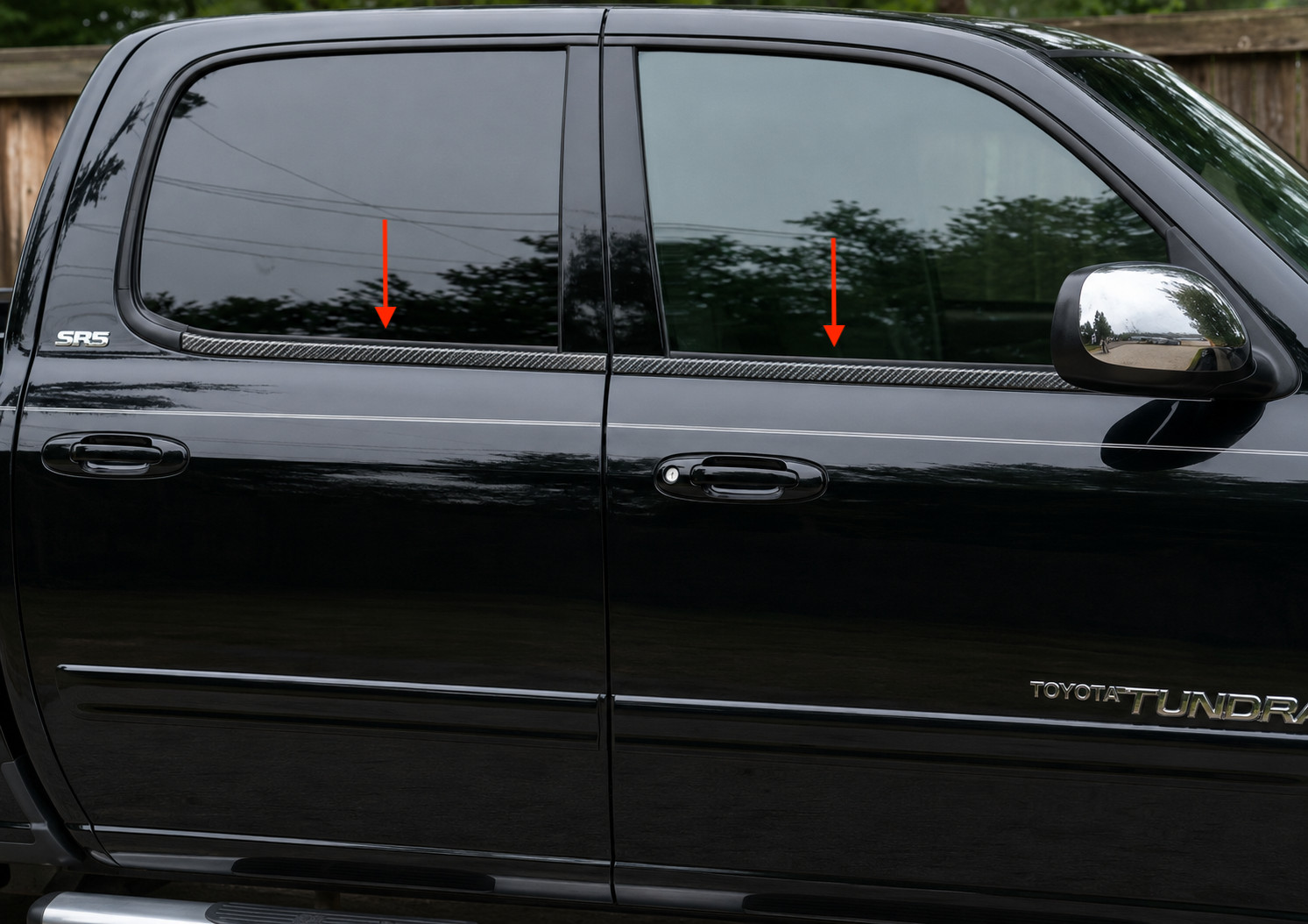 4Pc Window Sill Matte Black Carbon for 2003-2006 Toyota Tundra Double/Crew Cab
