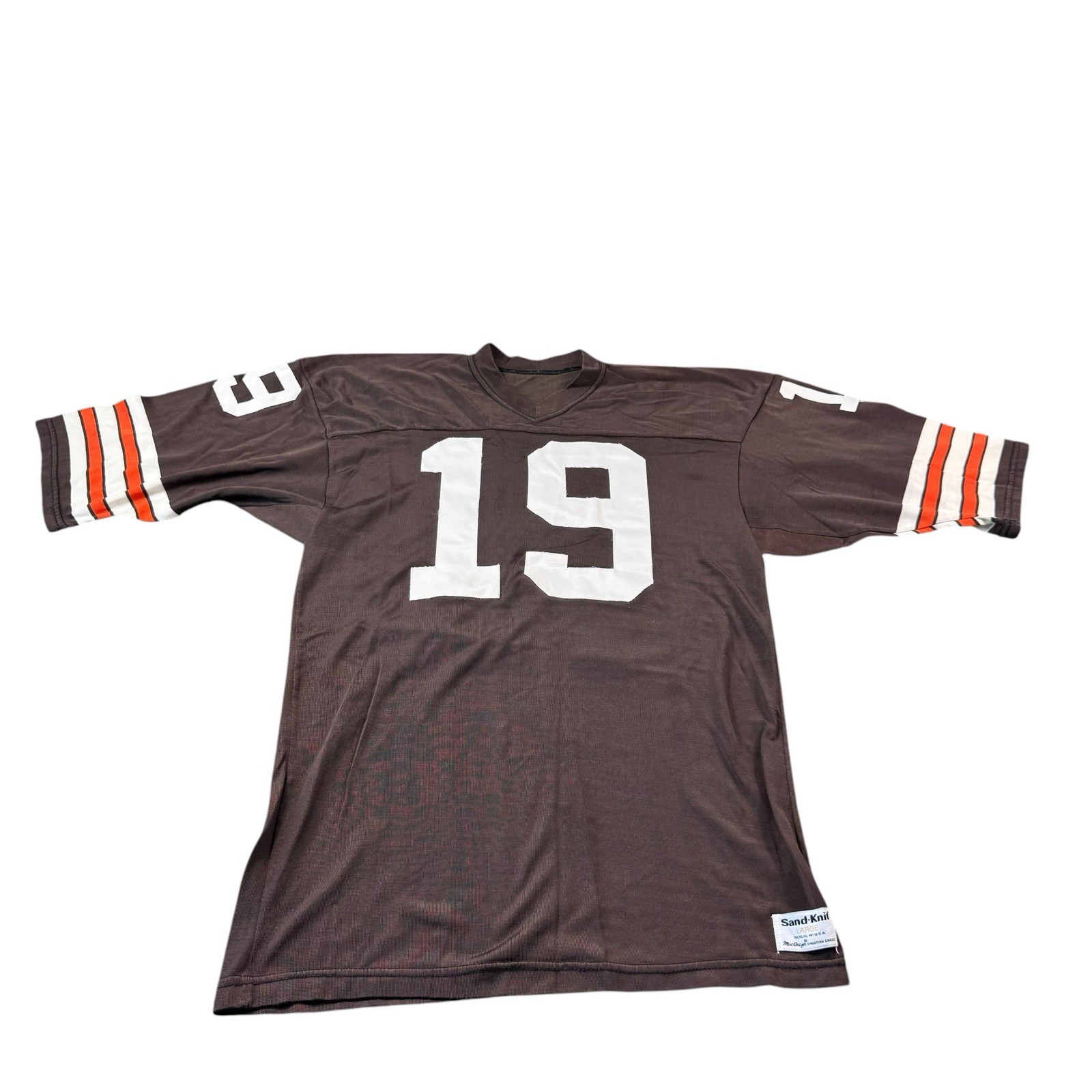 Bernie Kosar Vintage Authentic Sand Knit Browns Dureen Jersey L Circa 1986-1988