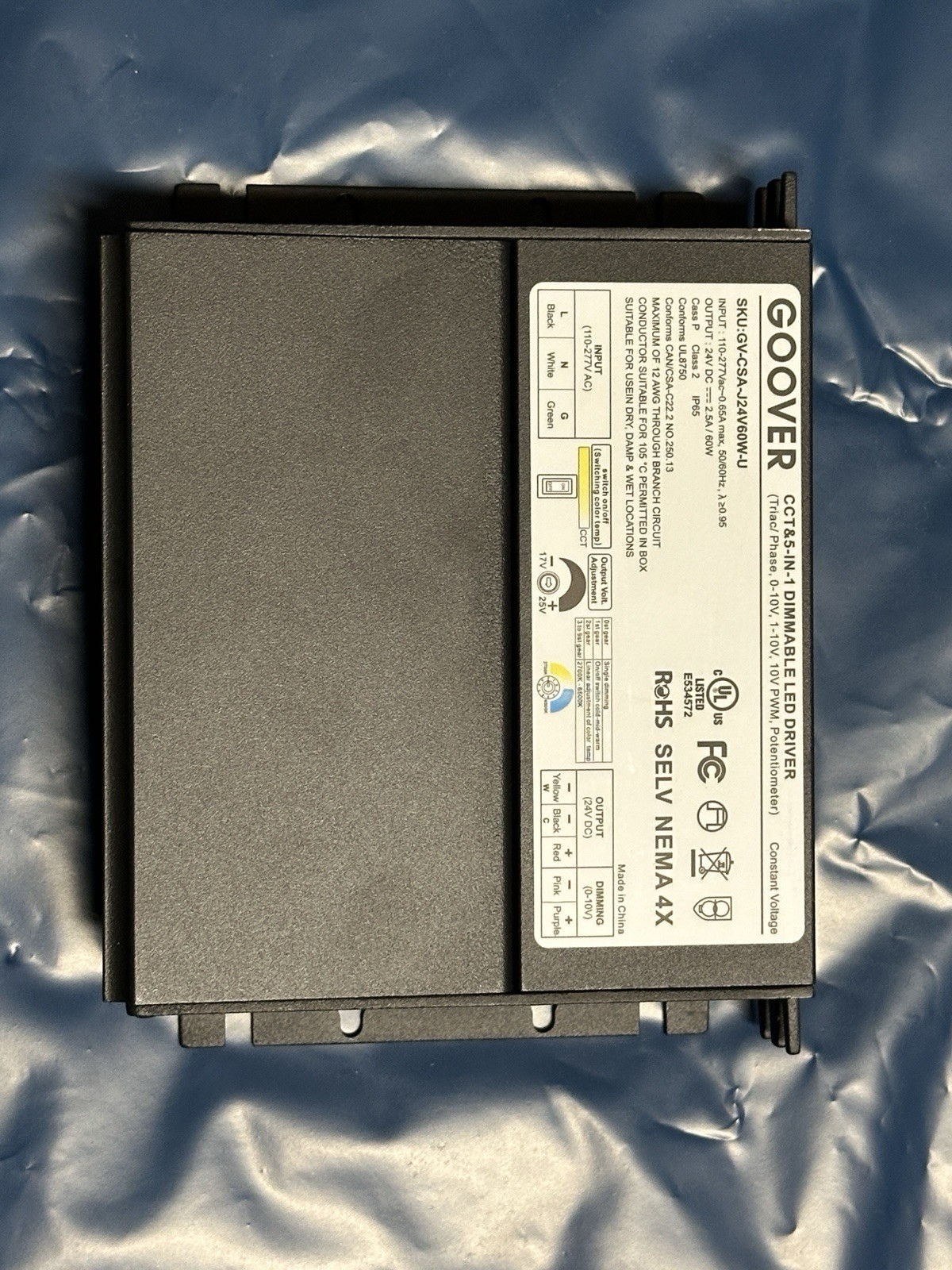 GOOVER Dimmable LED Driver,24V 60W UL Listed Power Supply GOOVER Dimmable LED Driver,24V 60W UL Listed Power Supply