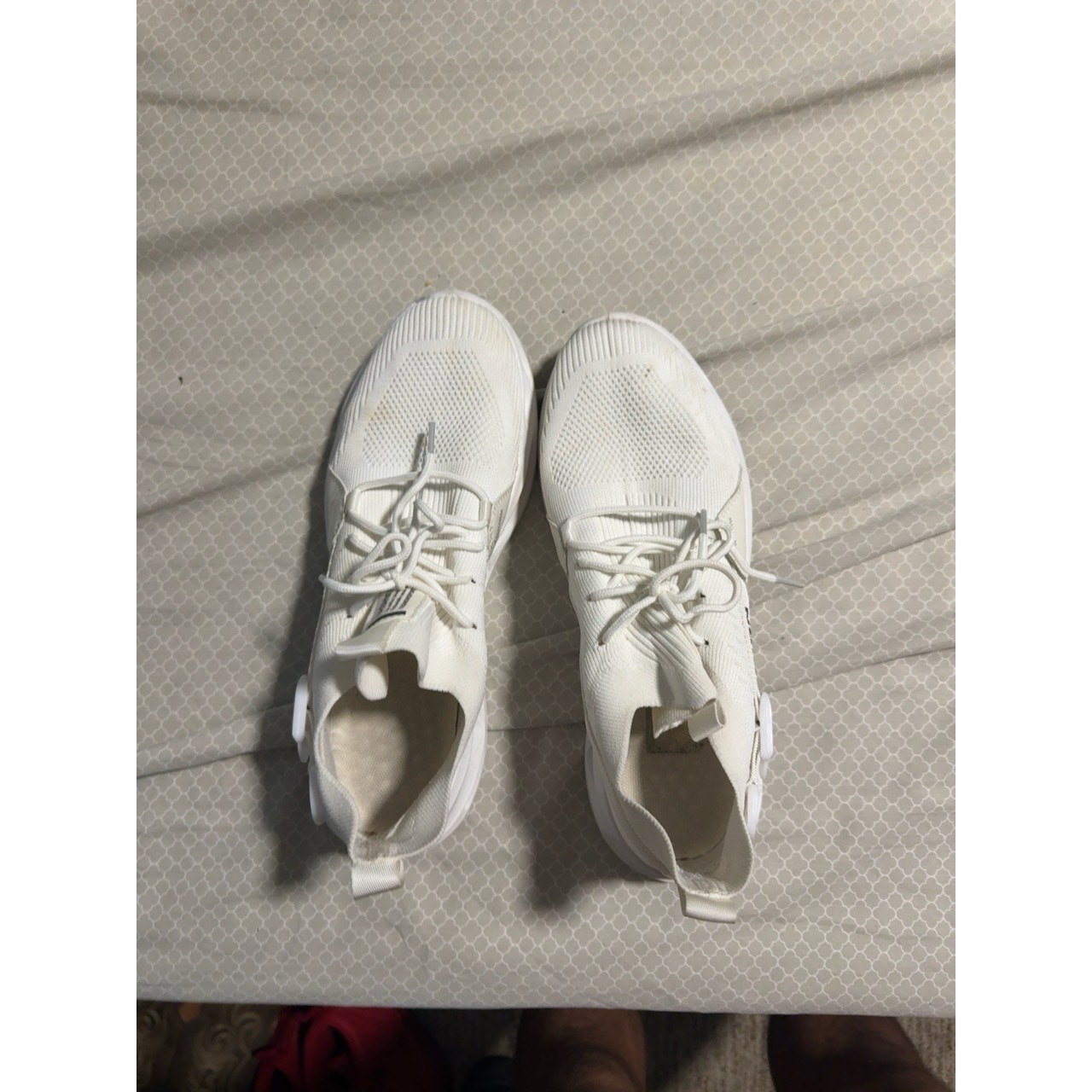 White Knit Lace Up Sneakers Cutout Soles Mens Size 11 White Knit Lace Up Sneakers Cutout Soles Mens Size 11