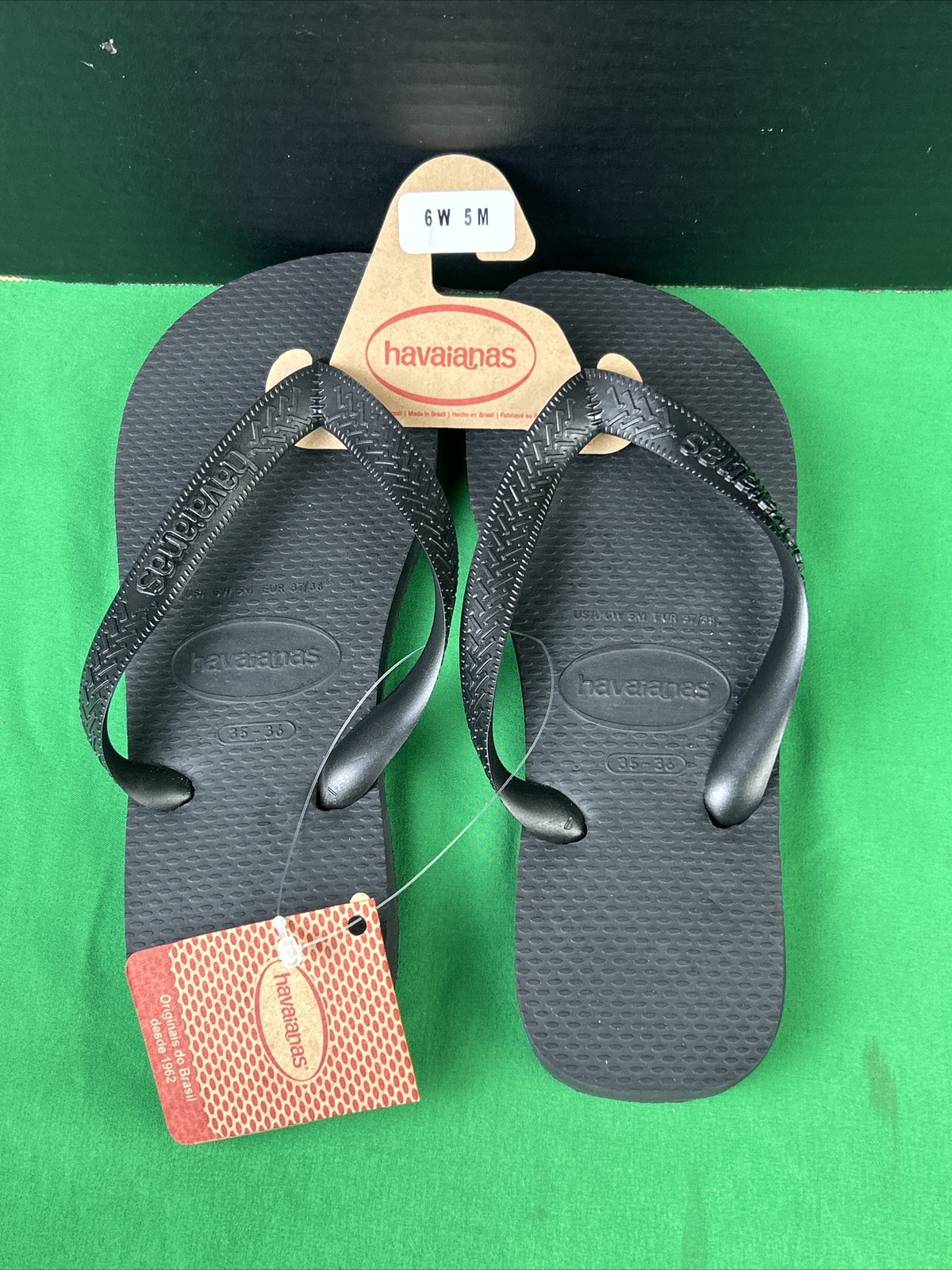 Havaianas Unisex Cushioned Footbed Flip Flop Size 6 W - 5 M Black