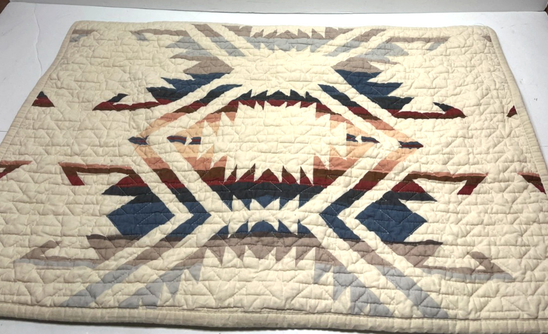2- Pendleton White Sands southwestern Aztec standard pillow shams case quilted